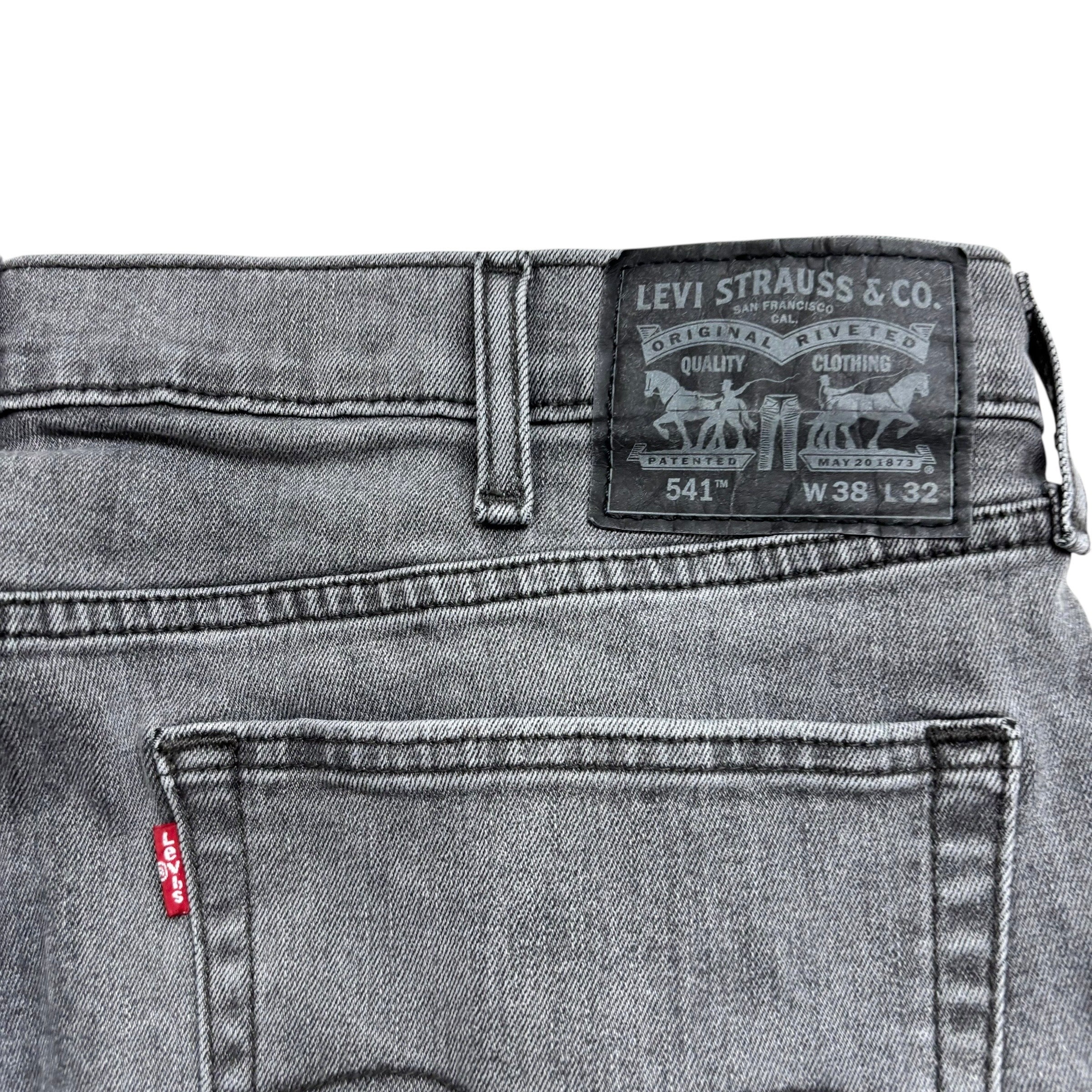 Levis 541 Jeans W38 L30 Mens Grey Athletic Tapered Fit Stretch Denim (E)