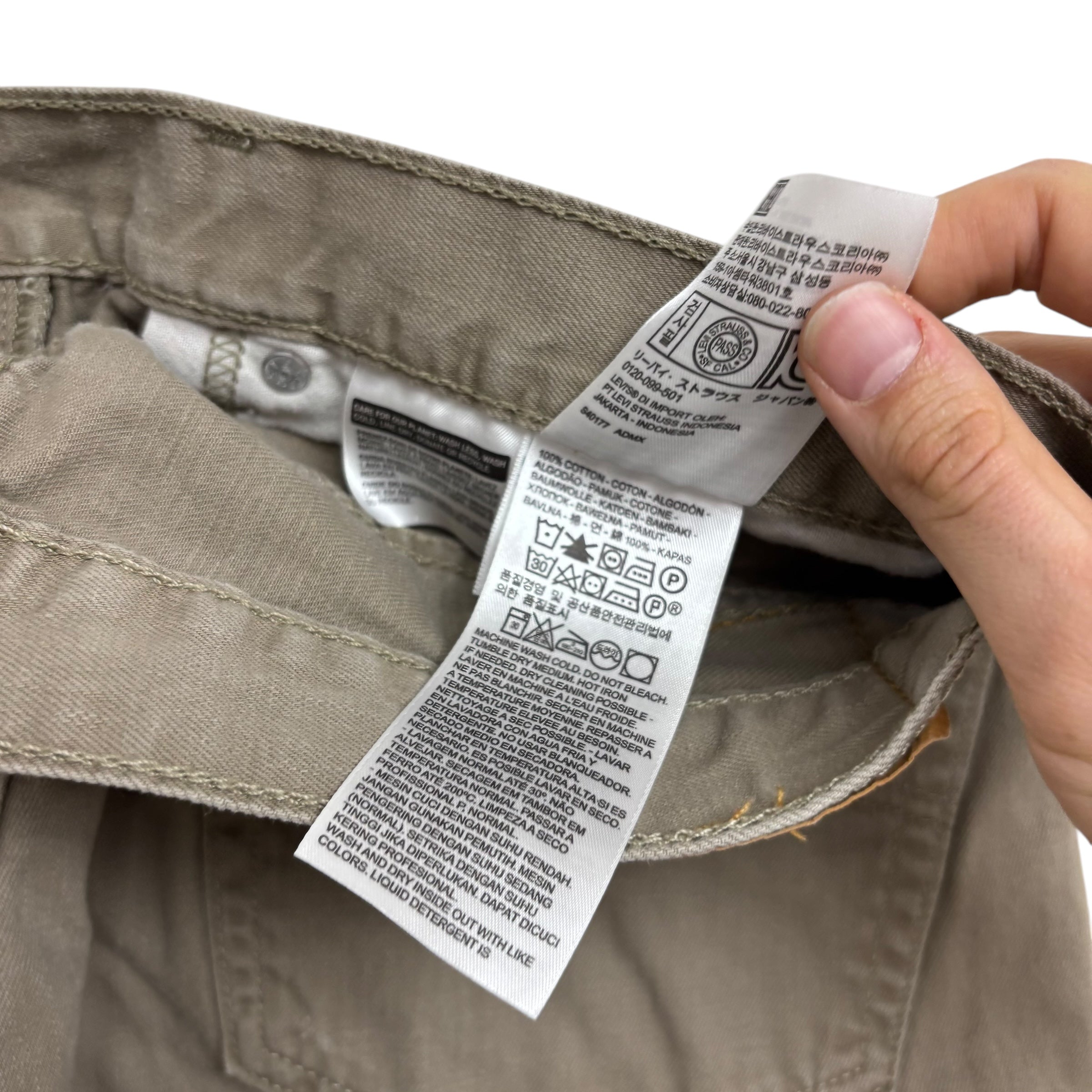 Levis 505 Trousers W34 L30 Mens Beige Regular Straight Fit Cotton Pants (E)