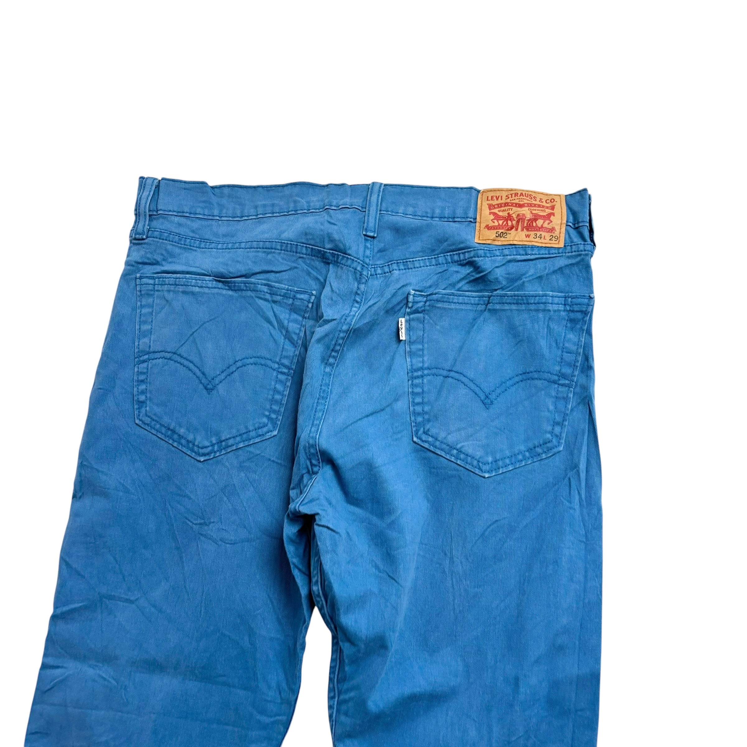 Levis 502 Trousers W34 L27 Mens Blue Regular Tapered Fit Stretch Pants