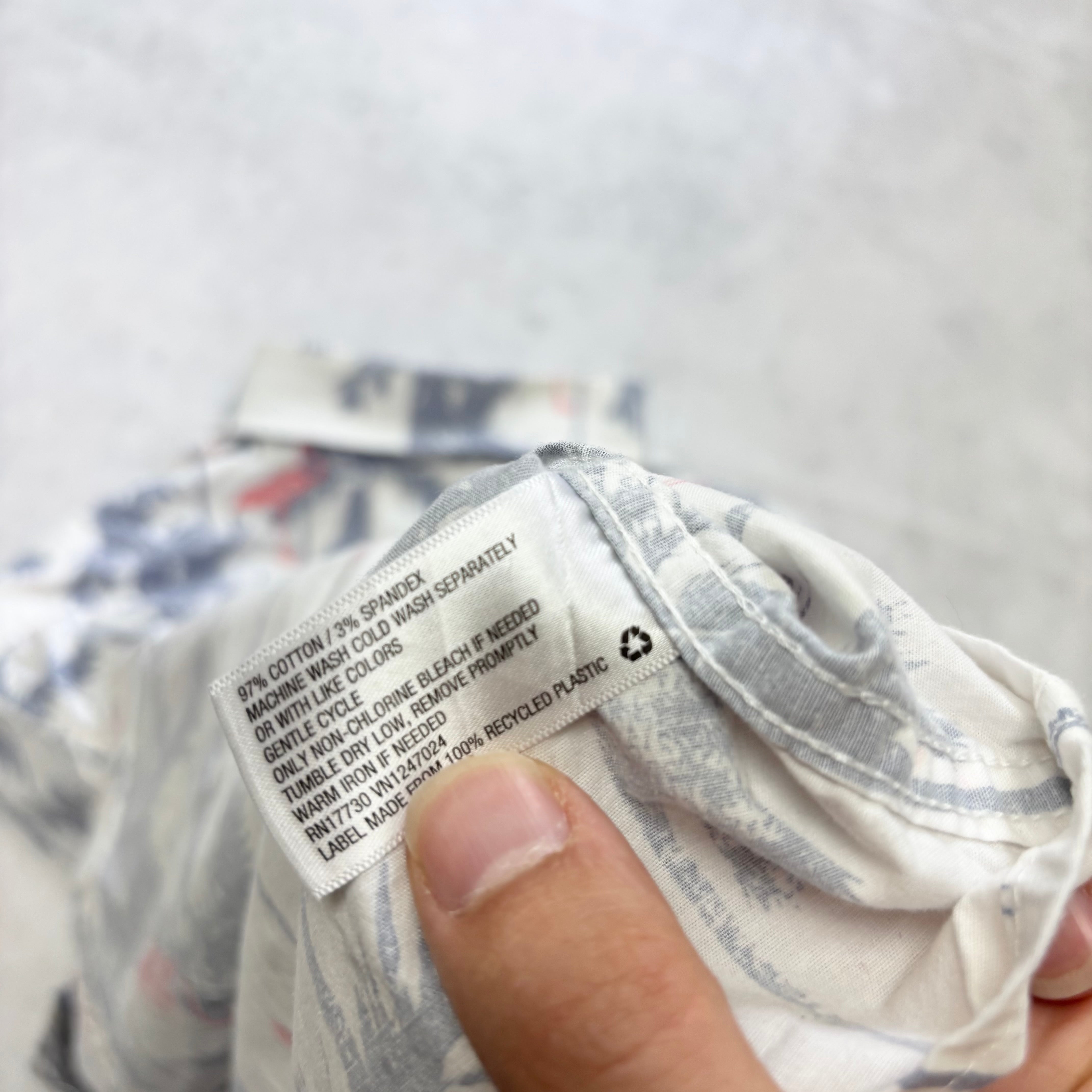 Hawaiian Shirt Mens XXL White Floral Aloha Short Sleeve Cotton Slim Fit (E)