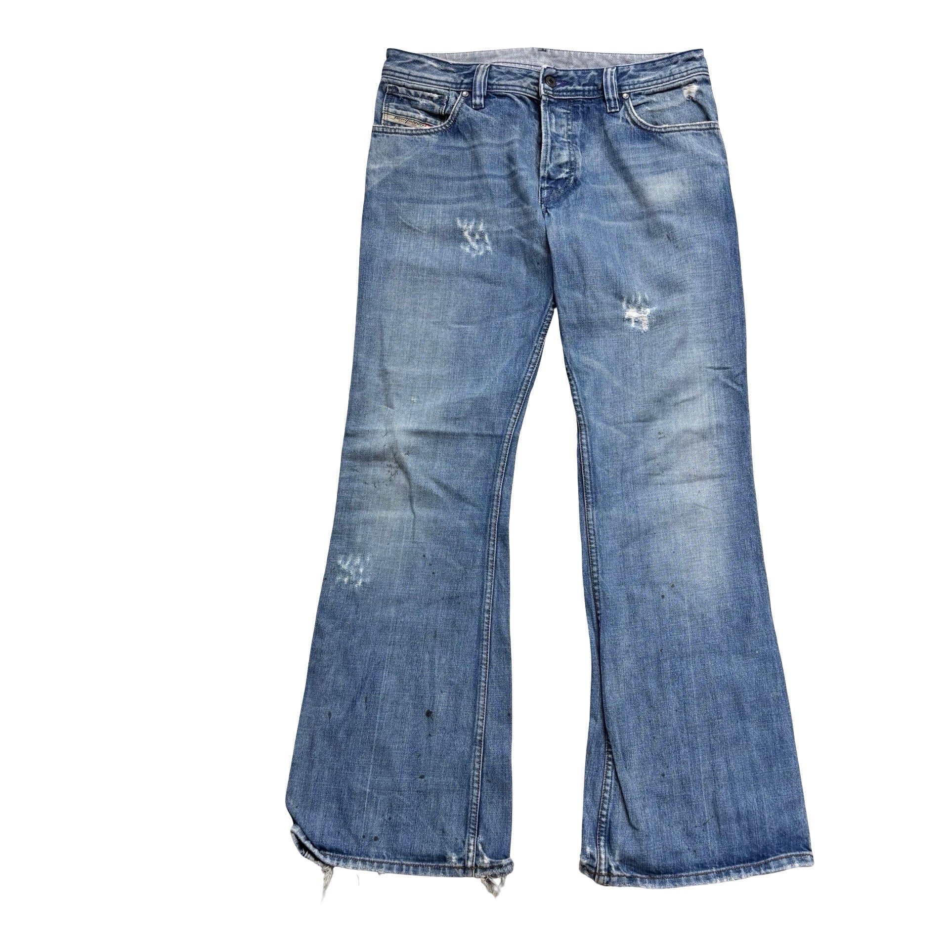 Diesel Zaf Jeans W32 L32 Mens Mid Blue Regular Bootcut Flare Fit Denim (F)