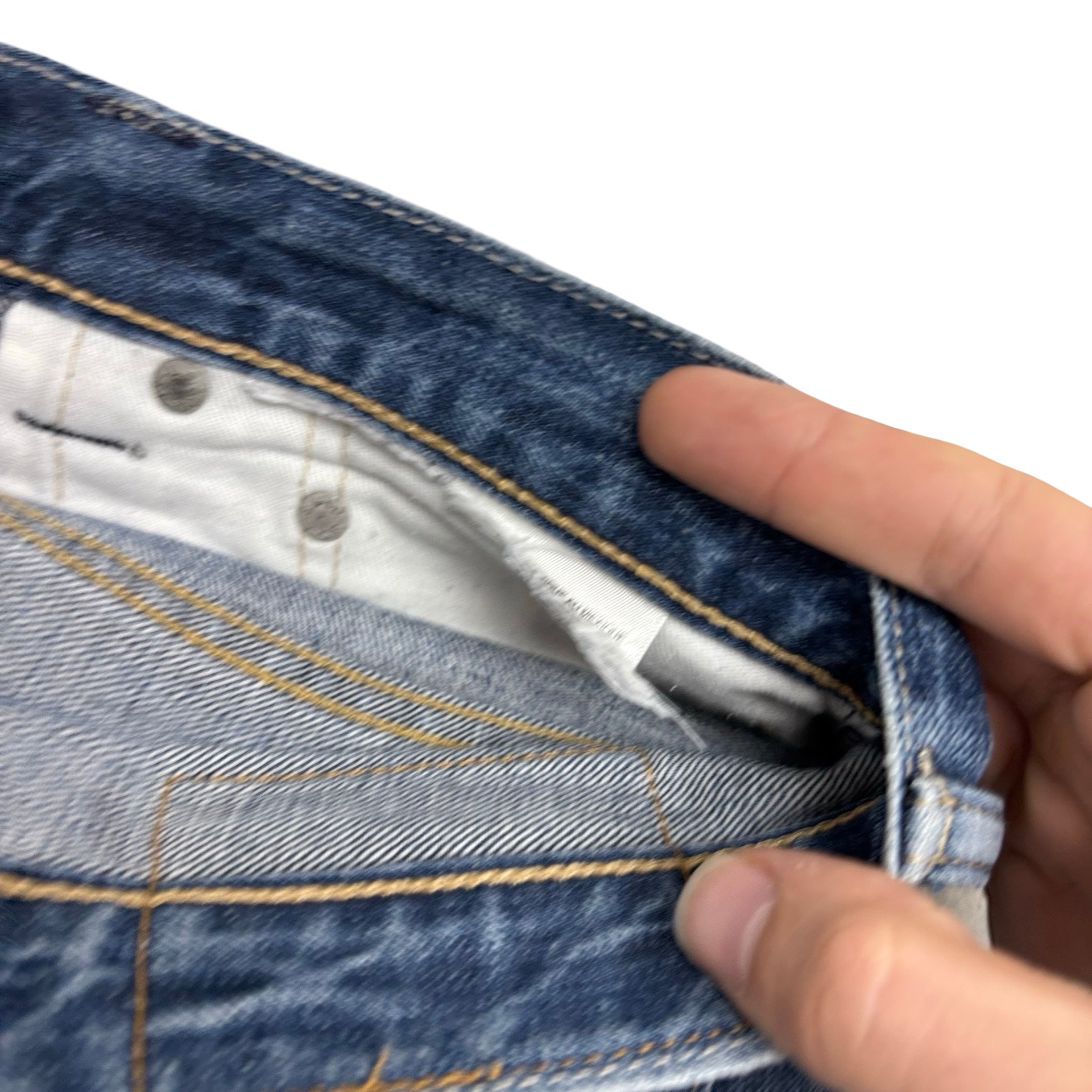 Levis 513 Jeans W34 L34 Mens Mid Blue Slim Straight Fit Denim (F)