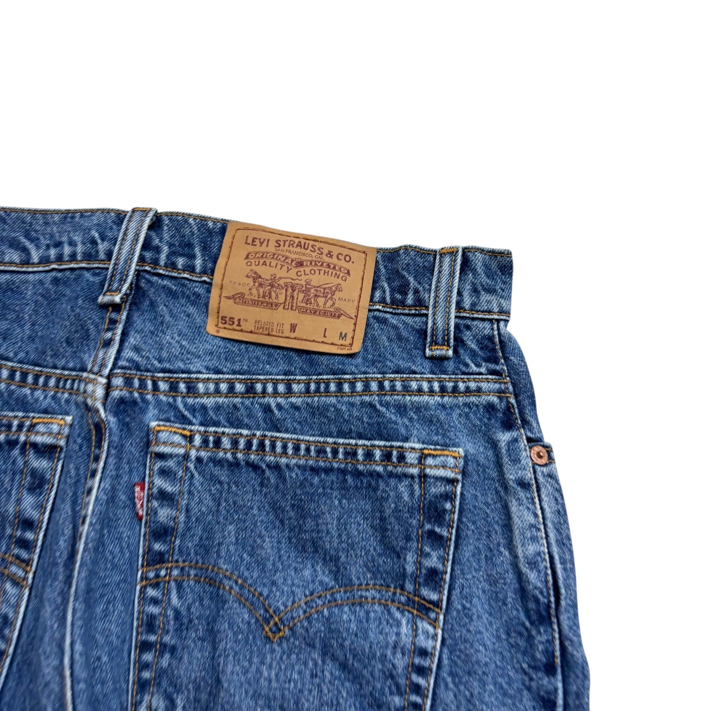 Levis 551 Jeans W30 L29 Womens Mid Blue Relaxed Taper USA Made Vintage