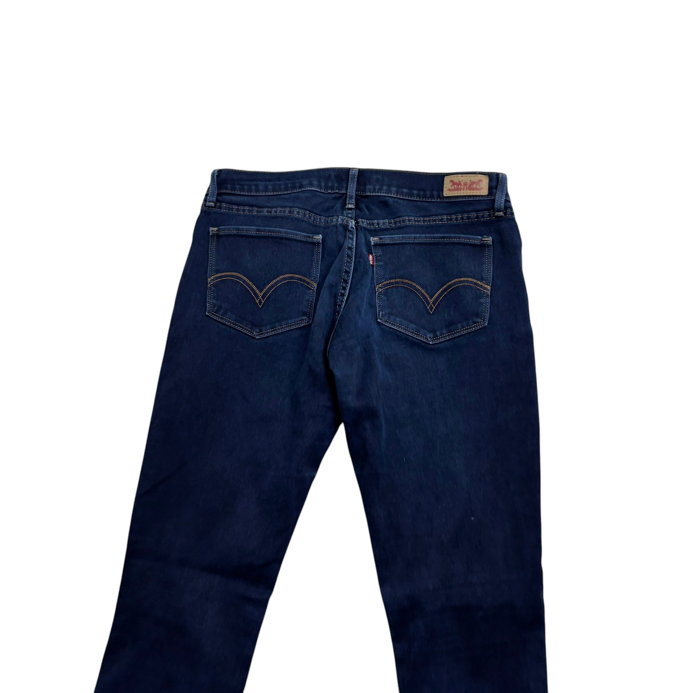 Levis 524 Jeans W30 L32 Womens Dark Blue Skinny Fit Stretch Denim (E)