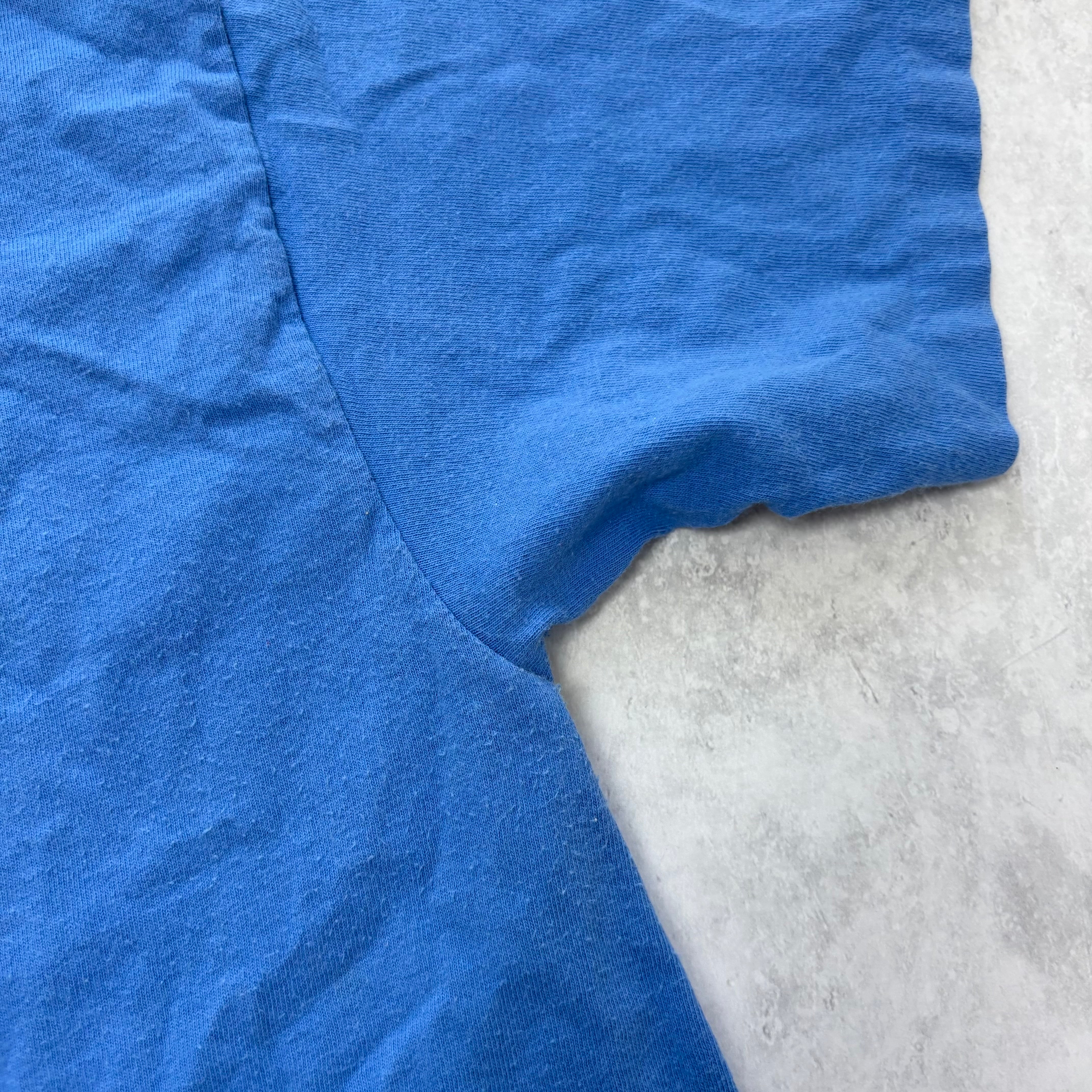 Vintage T Shirt Mens XL Blue Single Stitch Graphic Print 90s USA