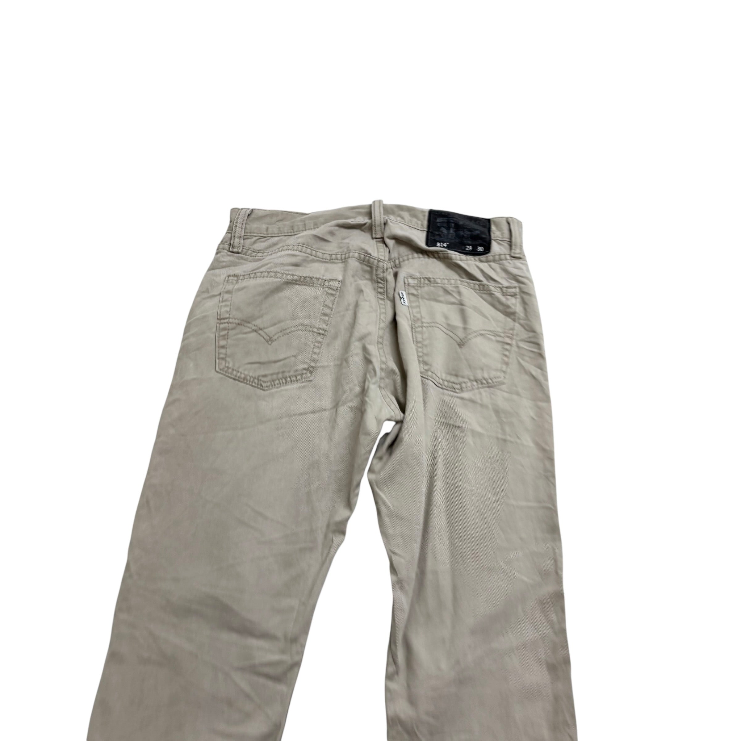 Levis 514 Trousers W29 L30 Mens Cream Regular Straight Fit Vintage Pants (E)