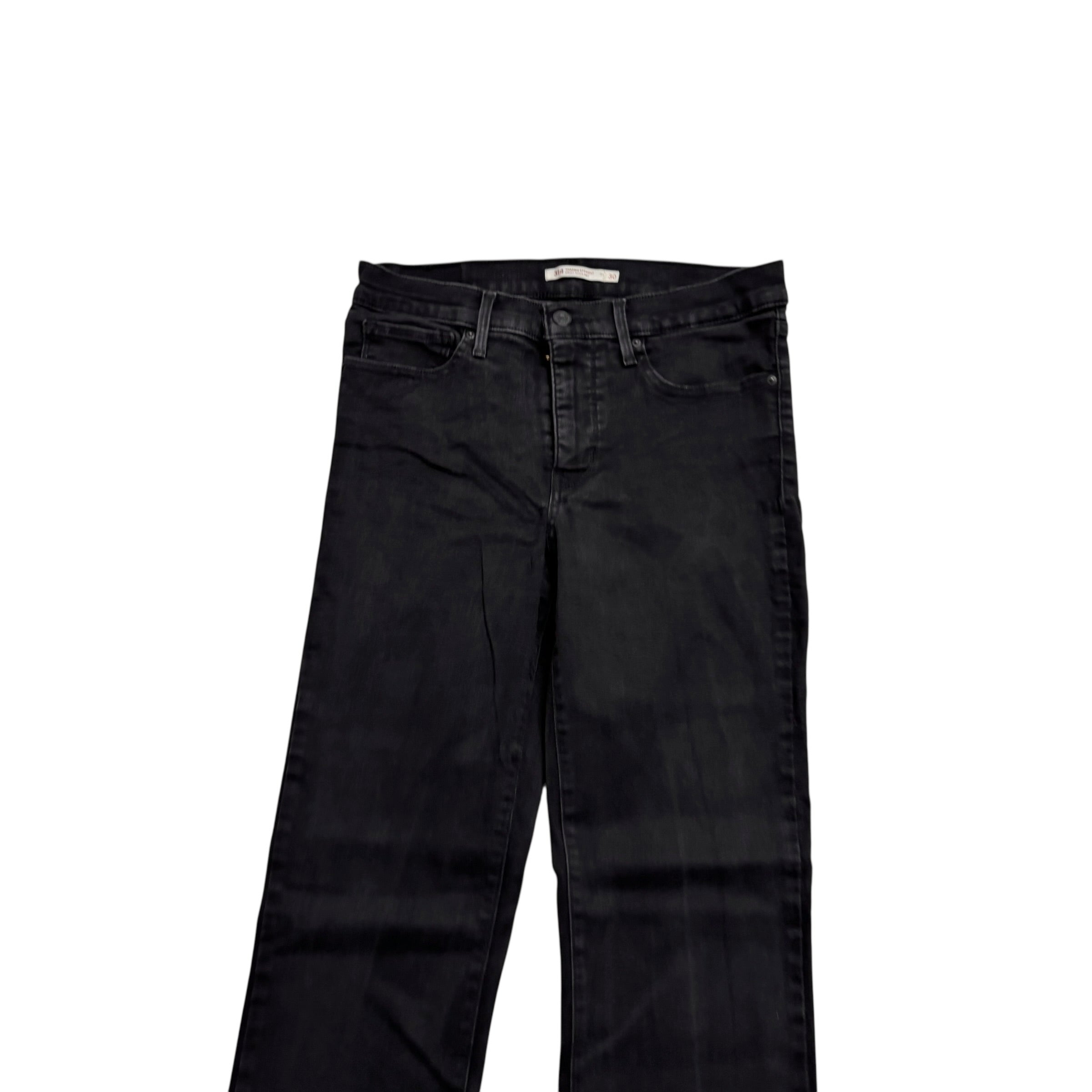 Levis 314 Jeans W30 L32 Womens Shaping Straight Fit Black Stretch Denim (E)