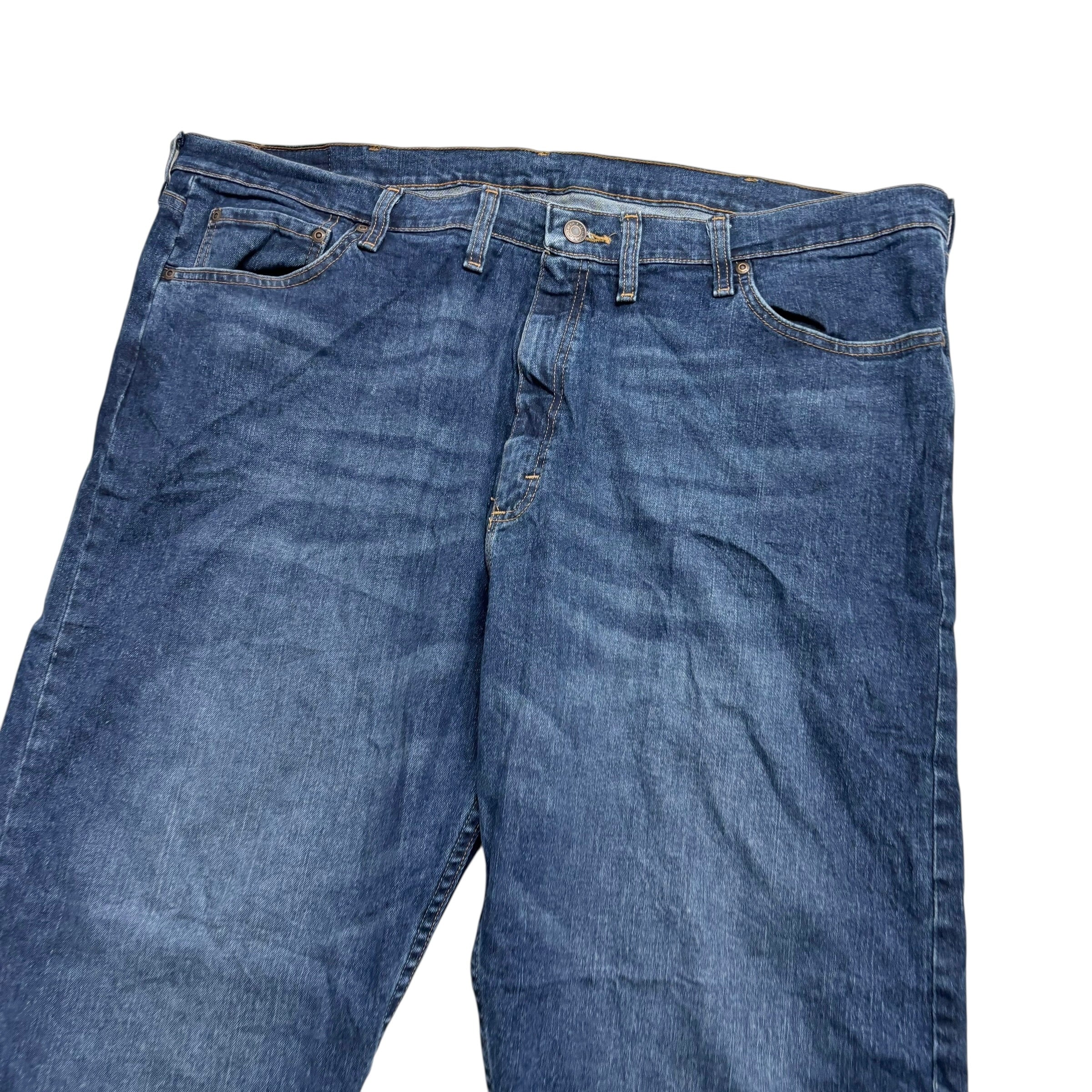 Wrangler Jeans W44 L30 Mens Dark Blue Relaxed Straight Fit Stretch Denim (E)