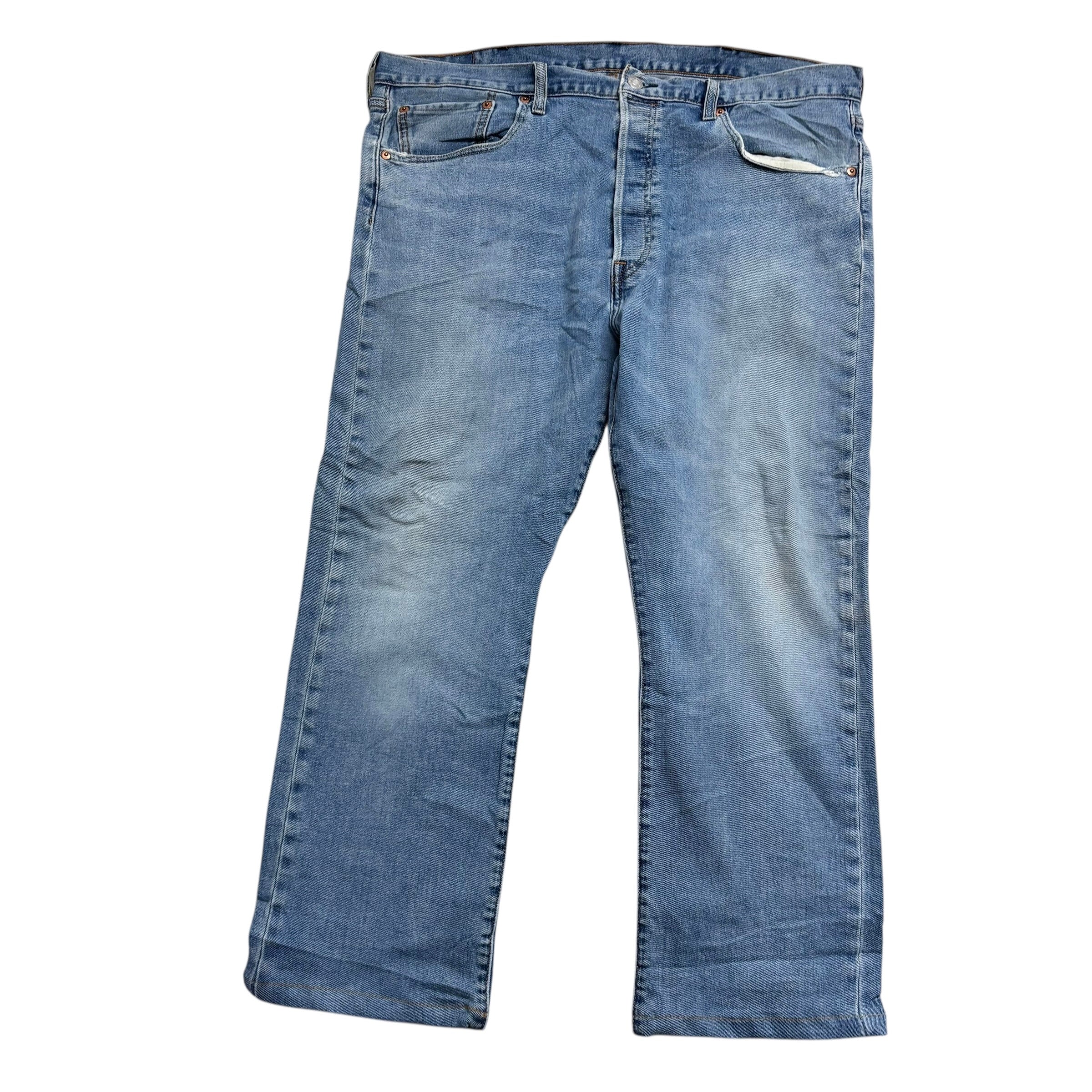 Levis 501 Jeans W38 L26 Mens Light Blue Regular Straight Fit Stretch Denim