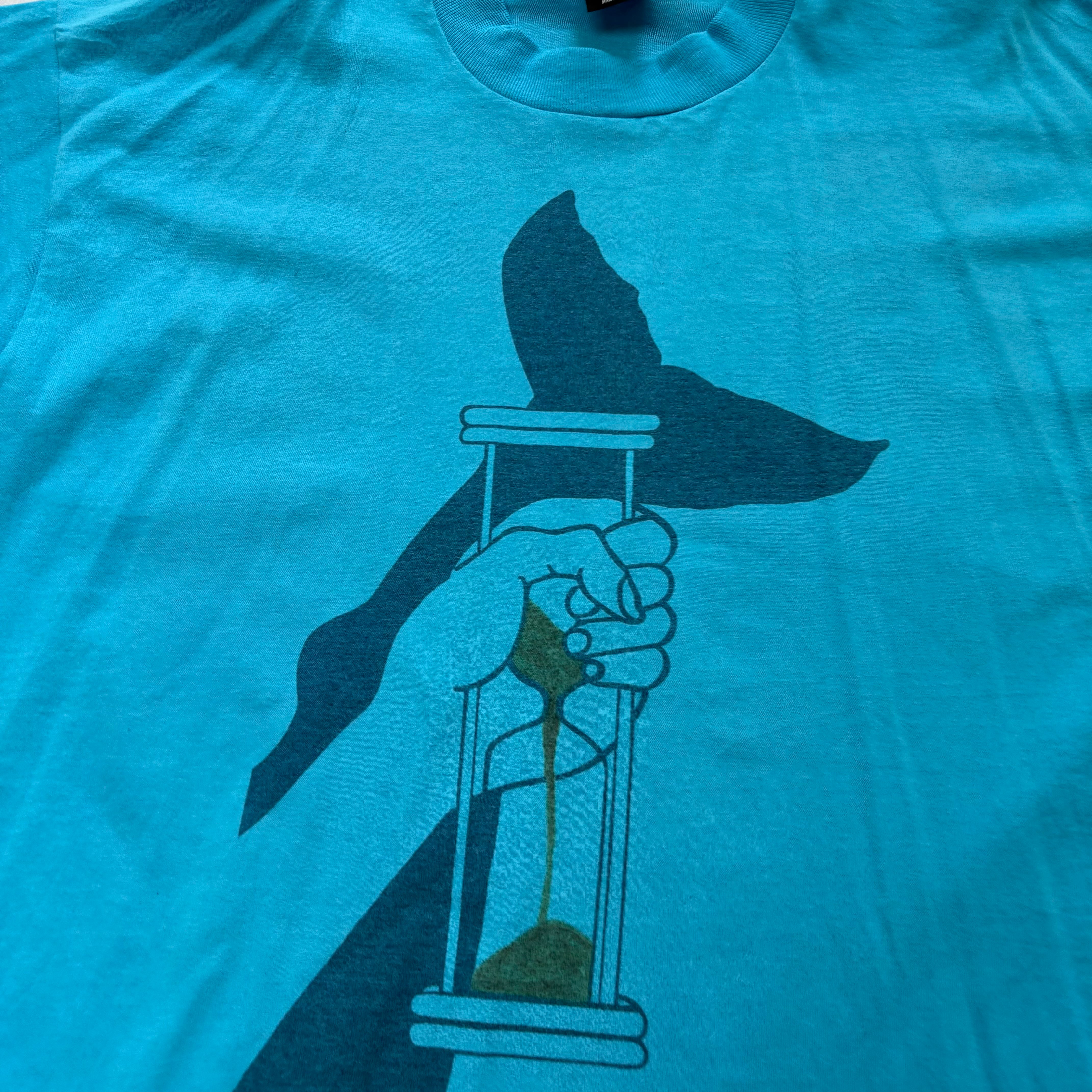 Vintage T Shirt Mens XL Blue Single Stitch Graphic Print 90s World (E)