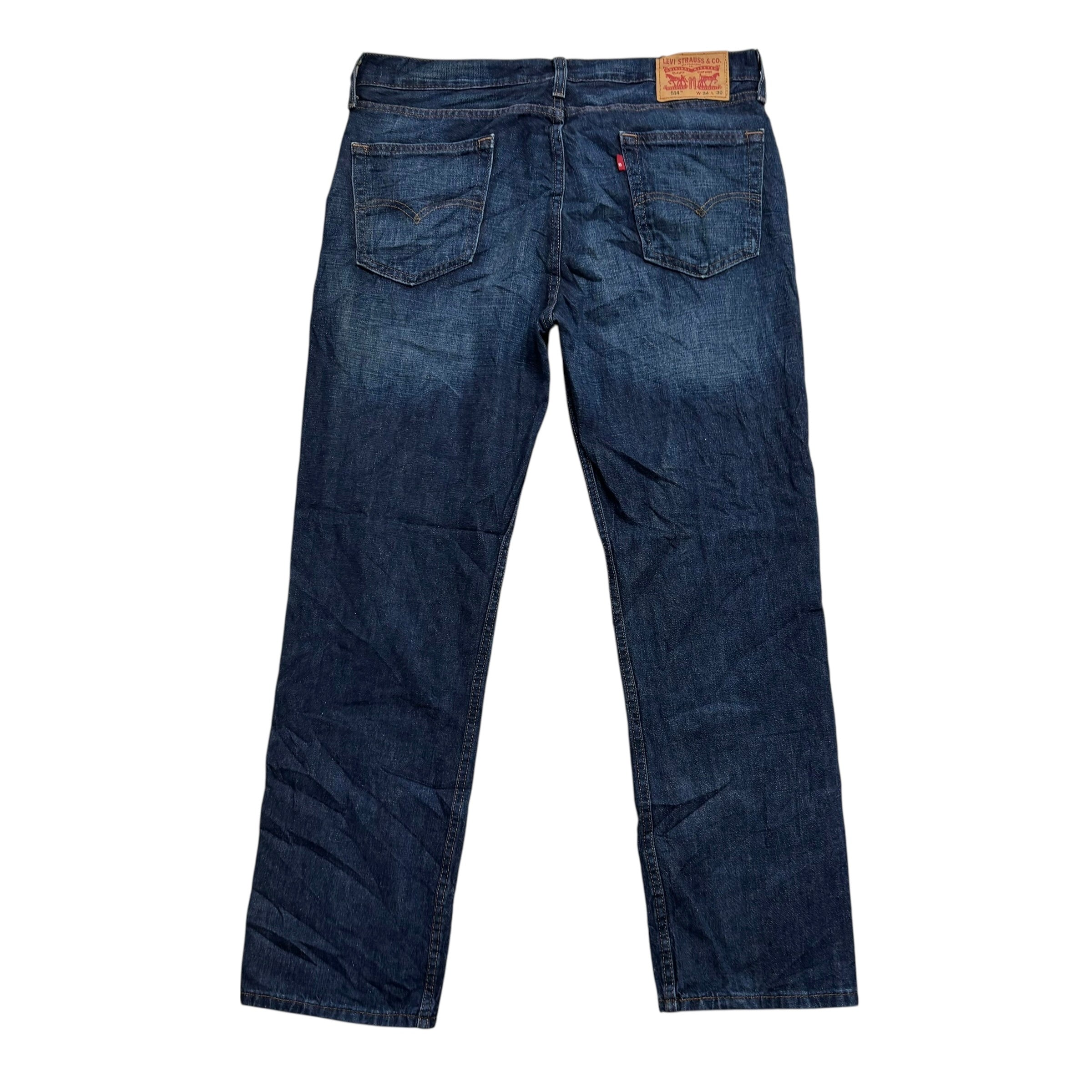 Levis 514 Jeans W34 L30 Mens Dark Blue Regular Straight Fit Denim (E)