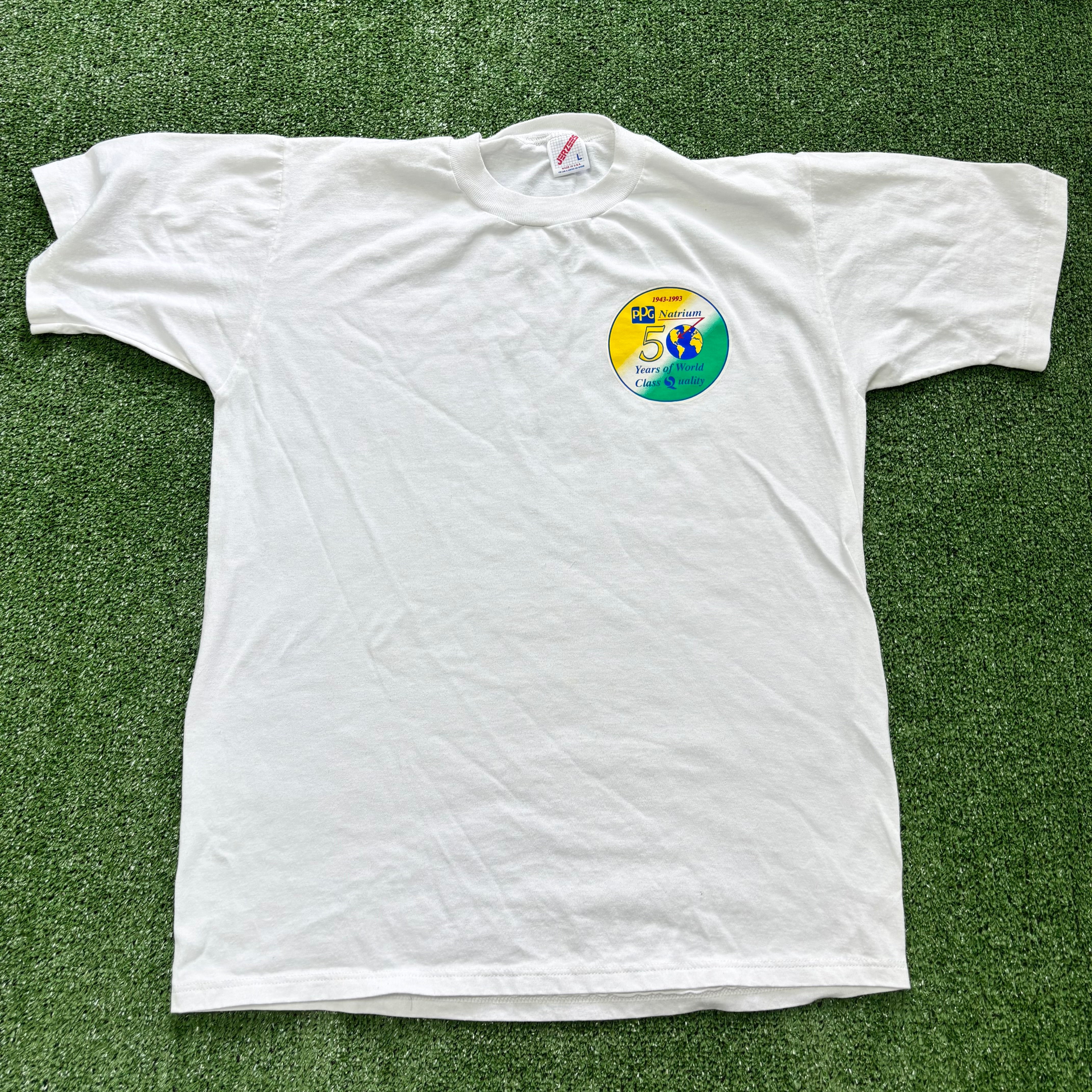 Vintage T Shirt Mens Large White Single Stitch Graphic Print 90s USA