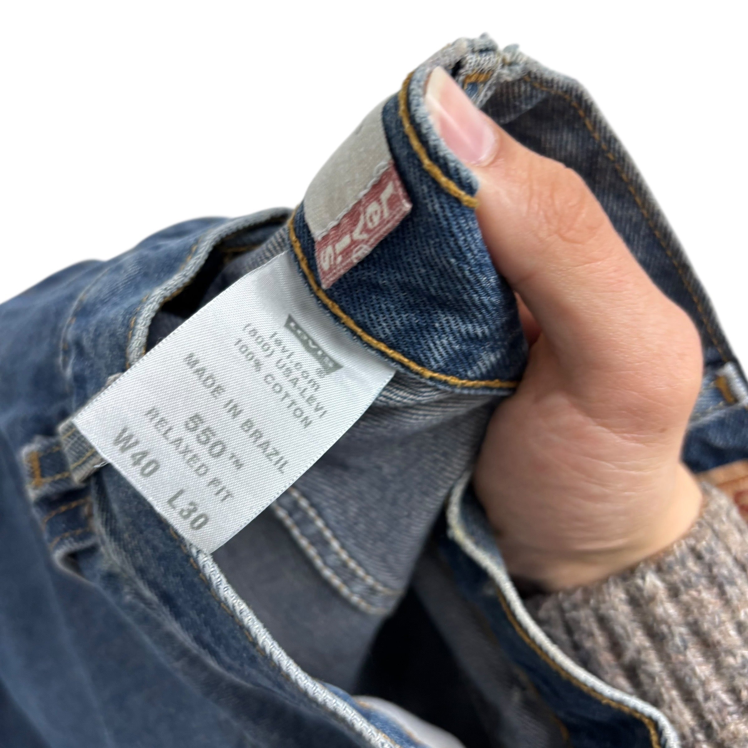 Levis 550 Jeans W40 L30 Mens Mid Blue Baggy Relaxed Straight Fit Vintage (F)