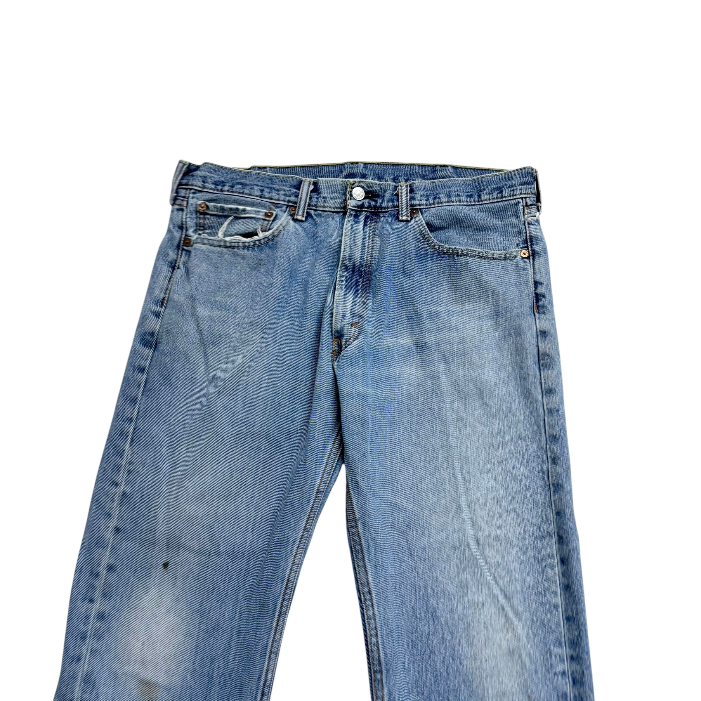 Levis 505 Jeans W36 L30 Mens Light Blue Regular Straight Fit Denim