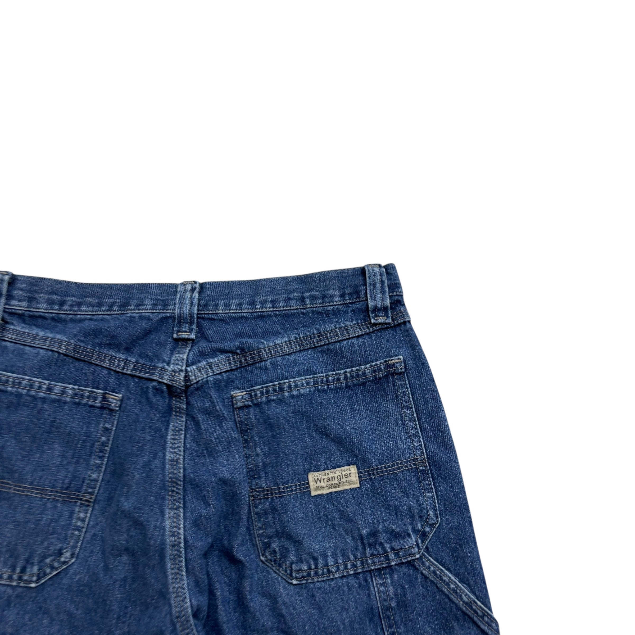 Vintage Wrangler Baggy Jorts W30 Mens Mid Blue Denim Shorts Relaxed Carpenter