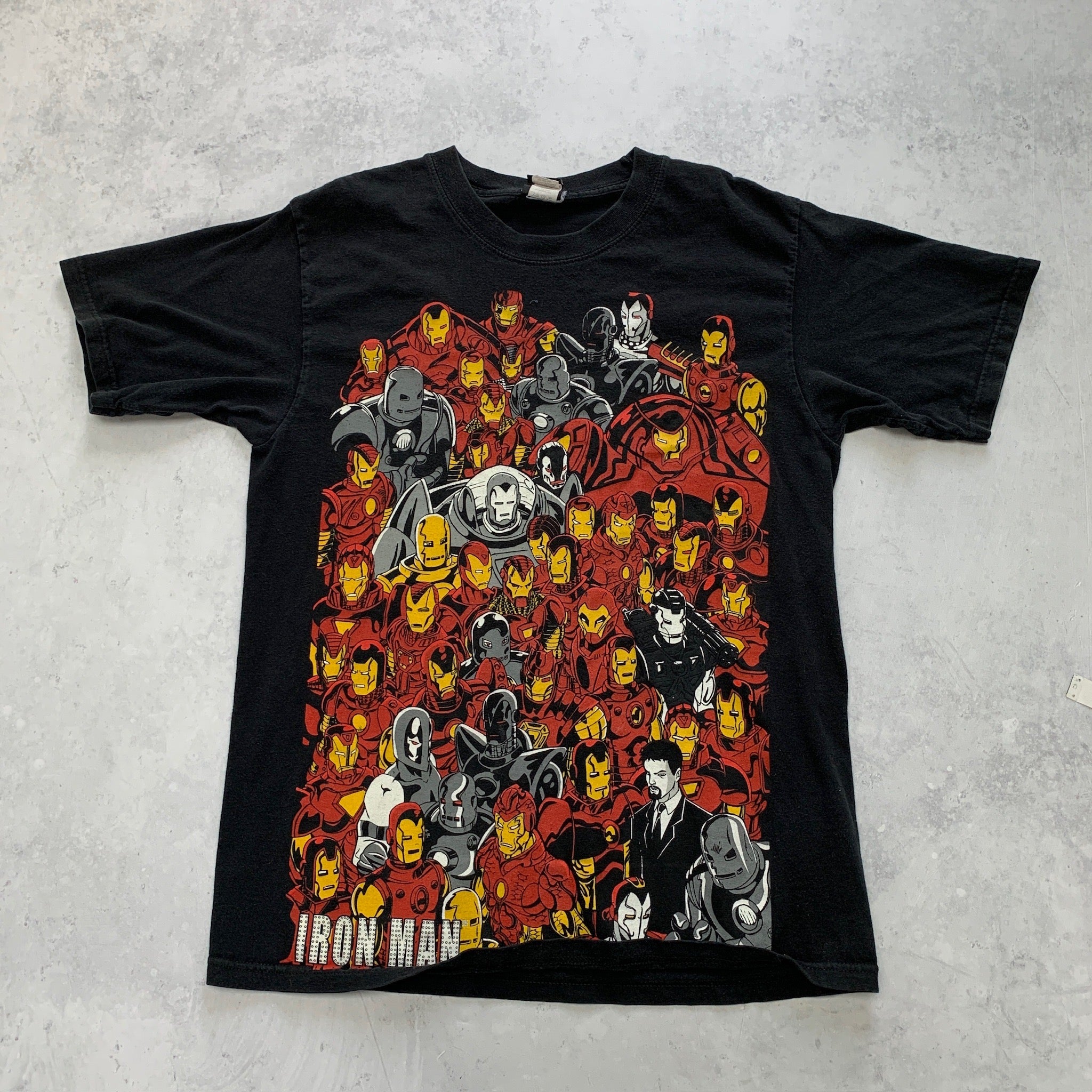 Vintage T Shirt Mens Medium Black Marvel Mad Engine Graphic Print Iron Man Y2K