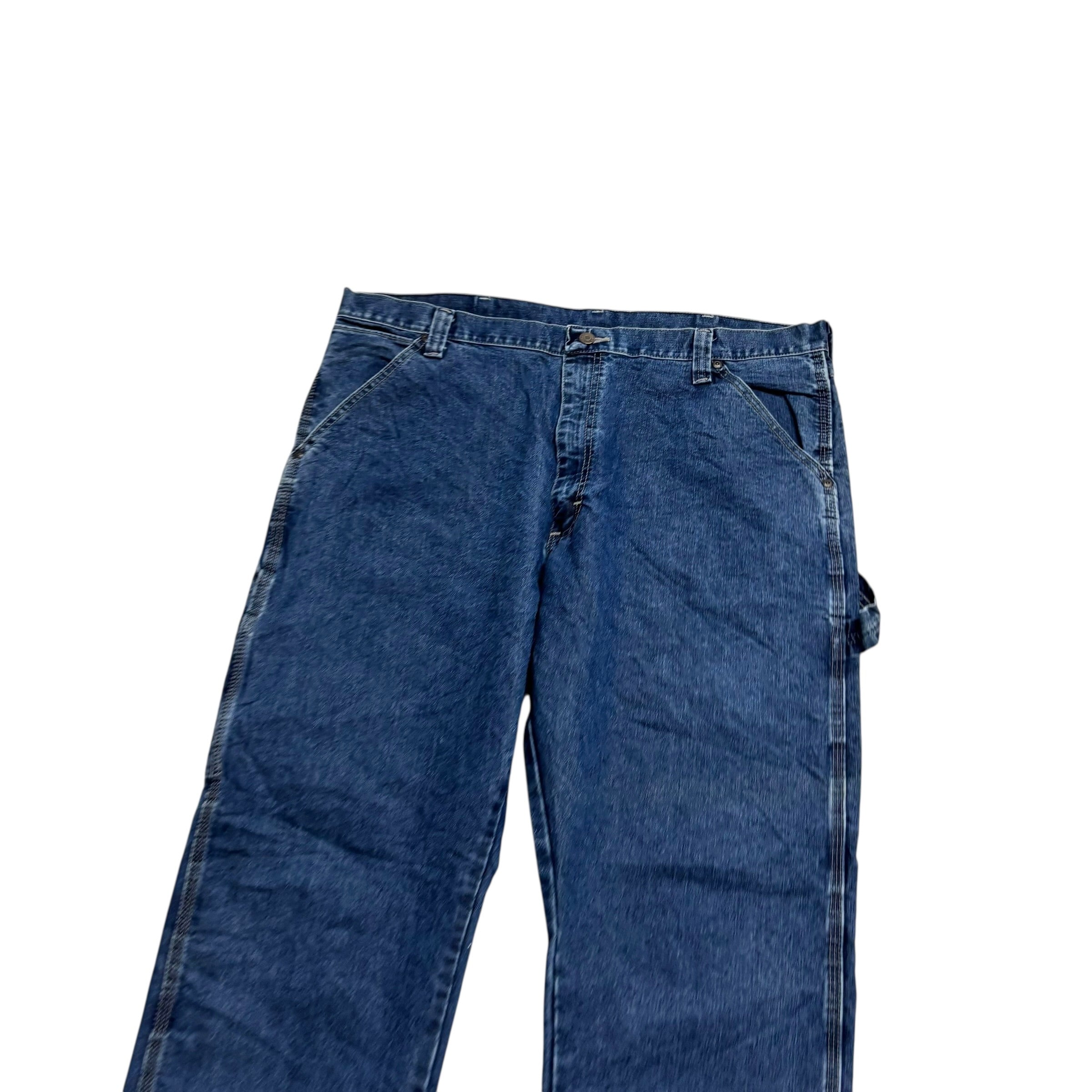 Wrangler Carpenter Jeans W40 L30 Mens Mid Blue Relaxed Straight Fit Denim (E)