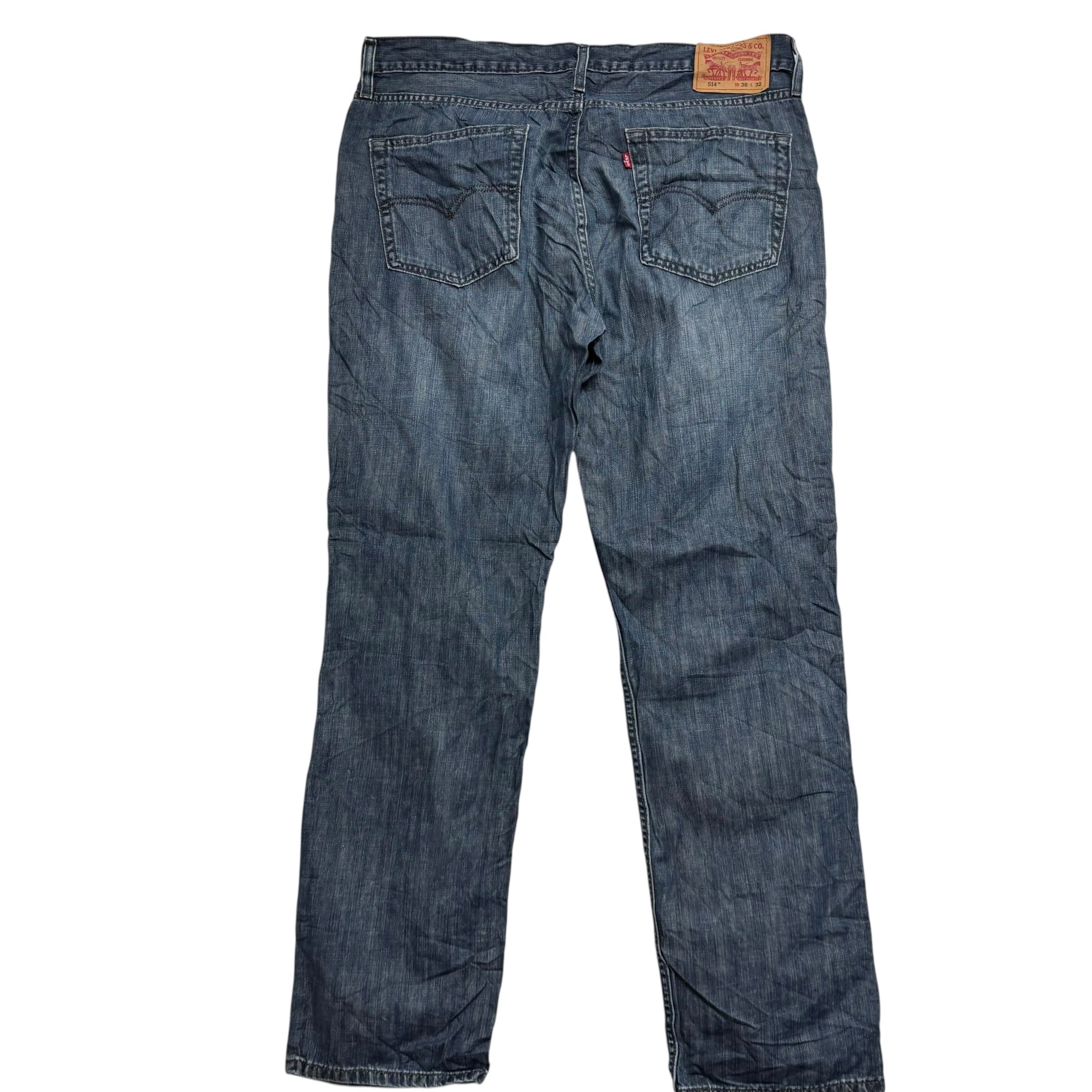 Levis 514 Jeans W36 L32 Mens Dark Blue Regular Straight Fit Denim (E)