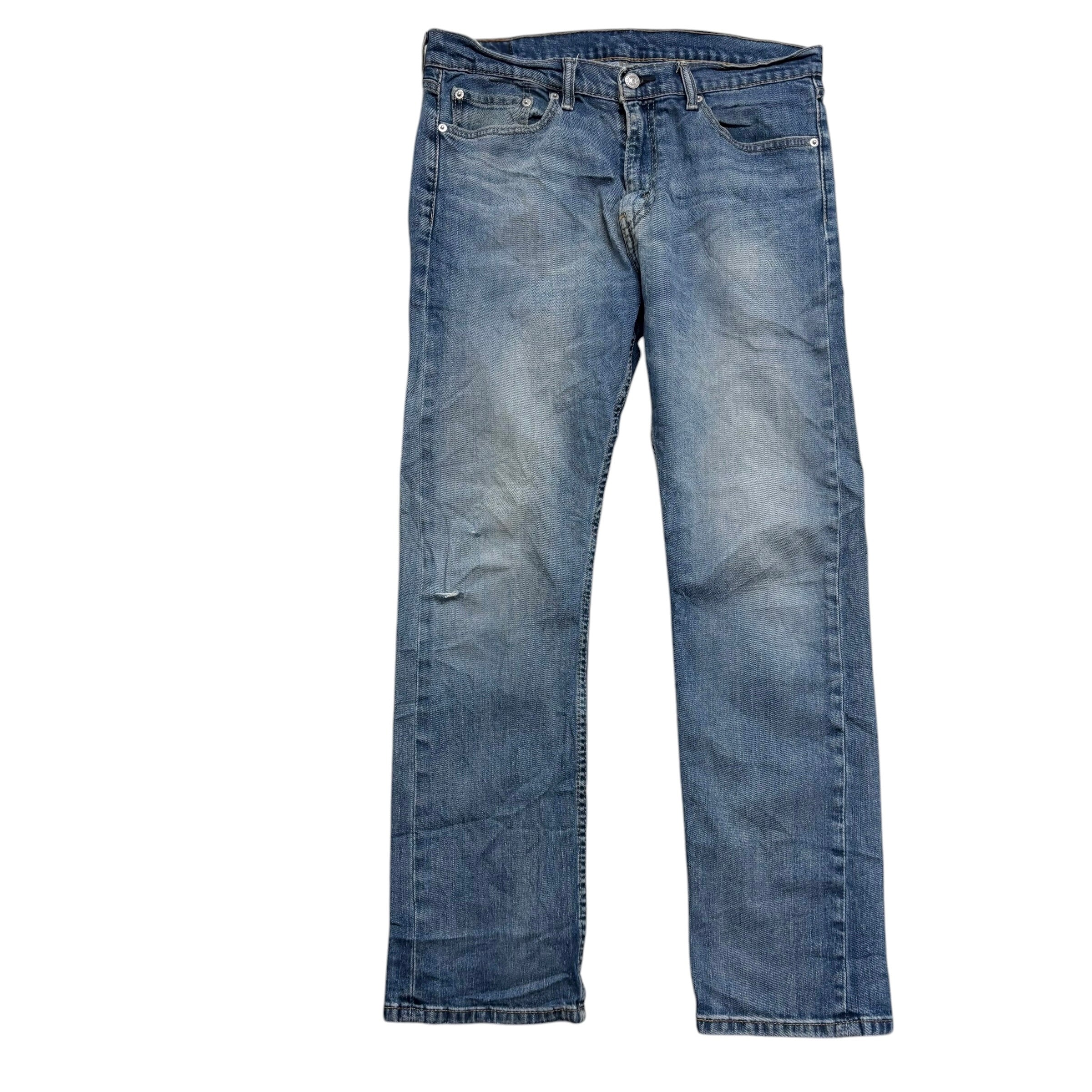 Levis 513 Jeans W34 L30 Mens Mid Blue Slim Straight Fit Stretch Denim (F)