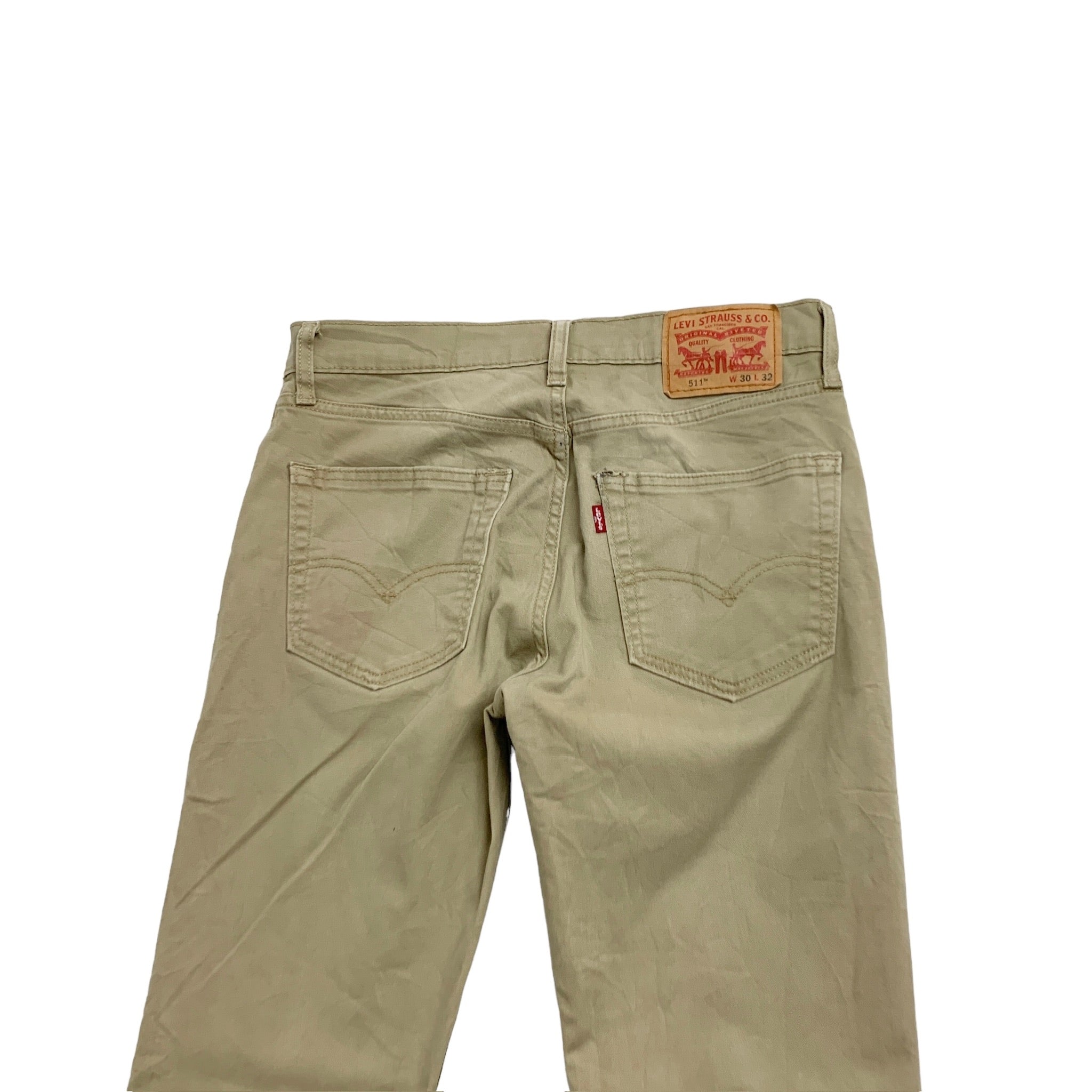 Levis 511 Trousers W30 L31 Mens Beige Tan Slim Fit Stretch Cotton Pants