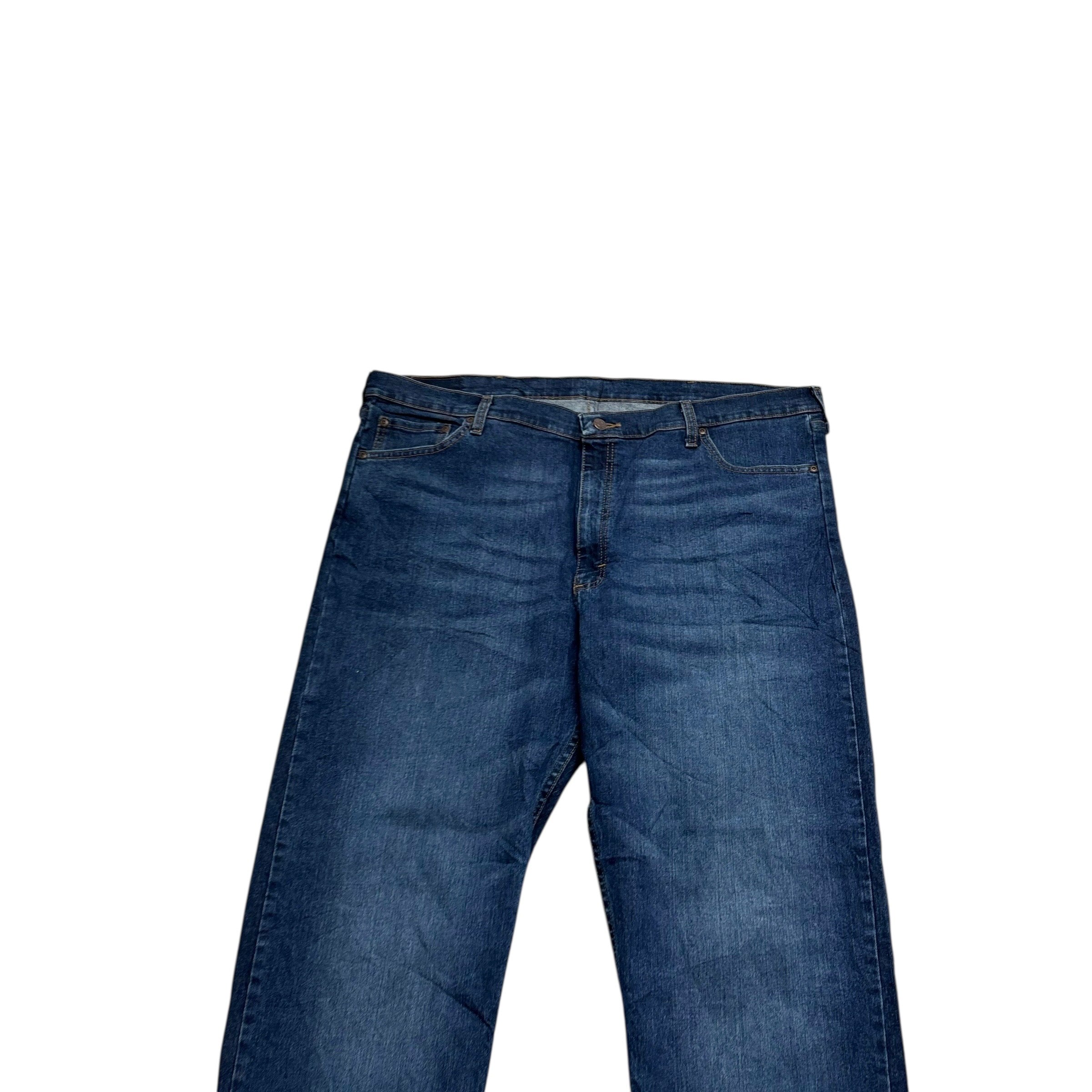 Wrangler Jeans W42 L32 Mens Dark Blue Relaxed Straight Fit Stretch Denim (E)