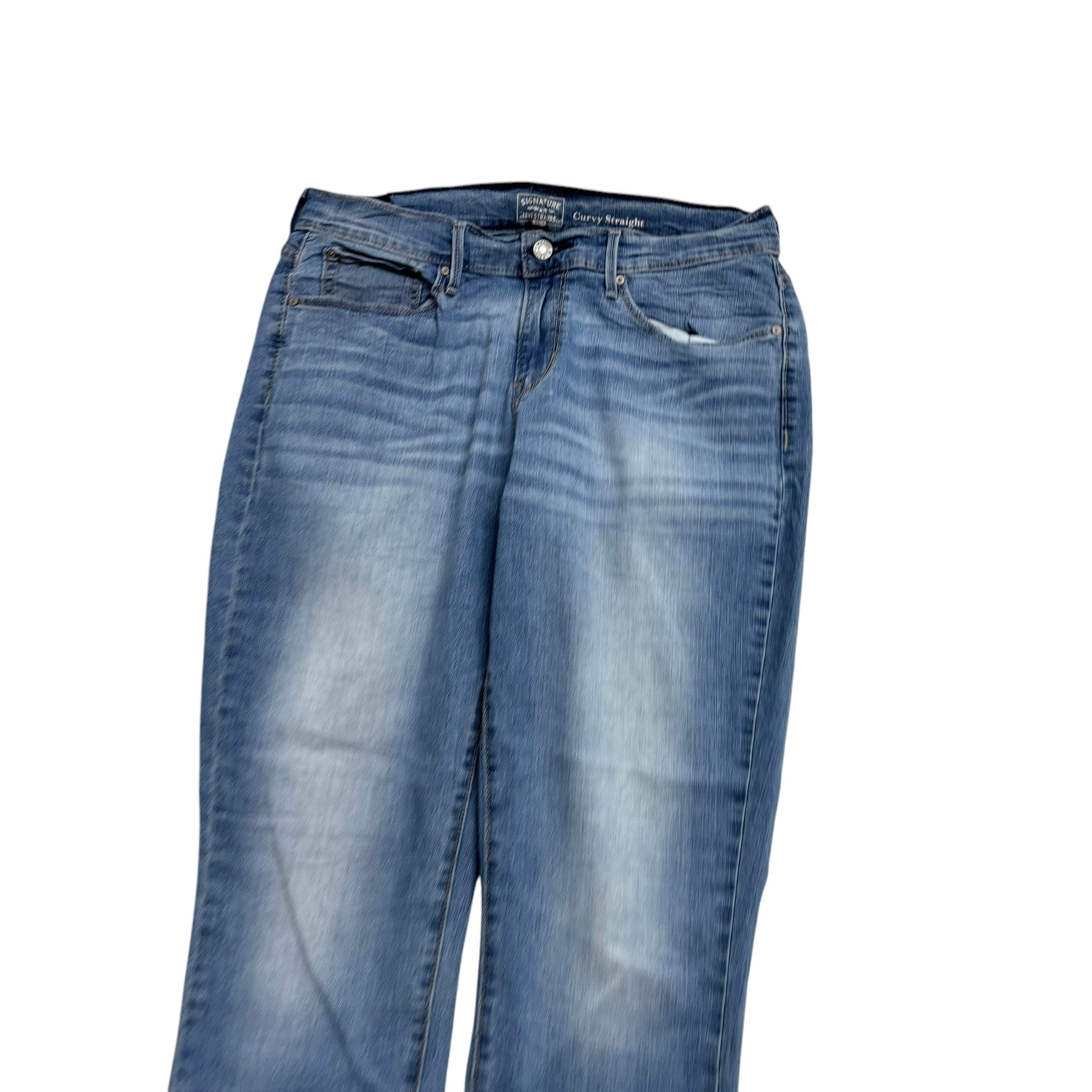 Levis Signature Jeans W31 L32 Womens Curvy Straight Fit Mid Blue Stretch (E)