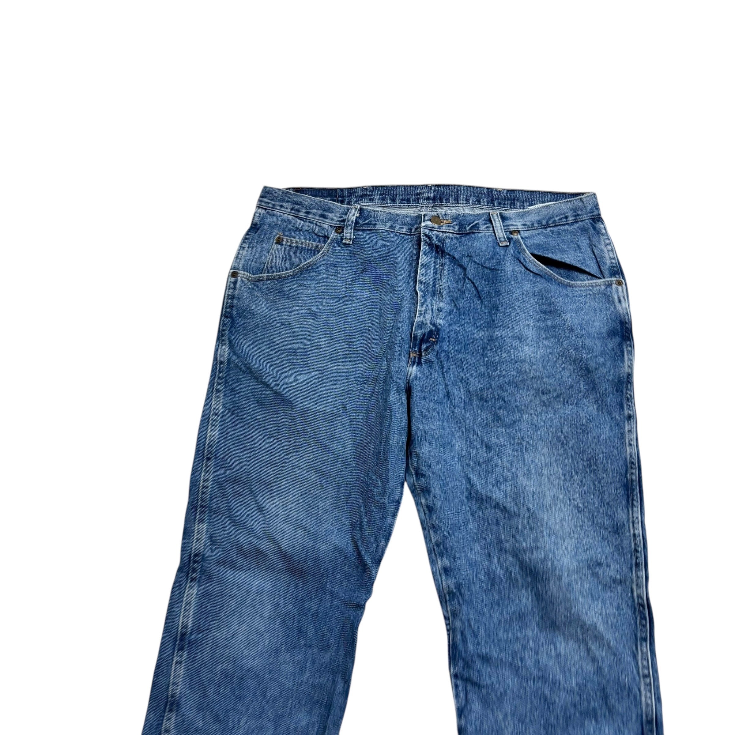 Wrangler Jeans W40 L30 Mens Mid Blue Regular Straight Fit Denim (F)