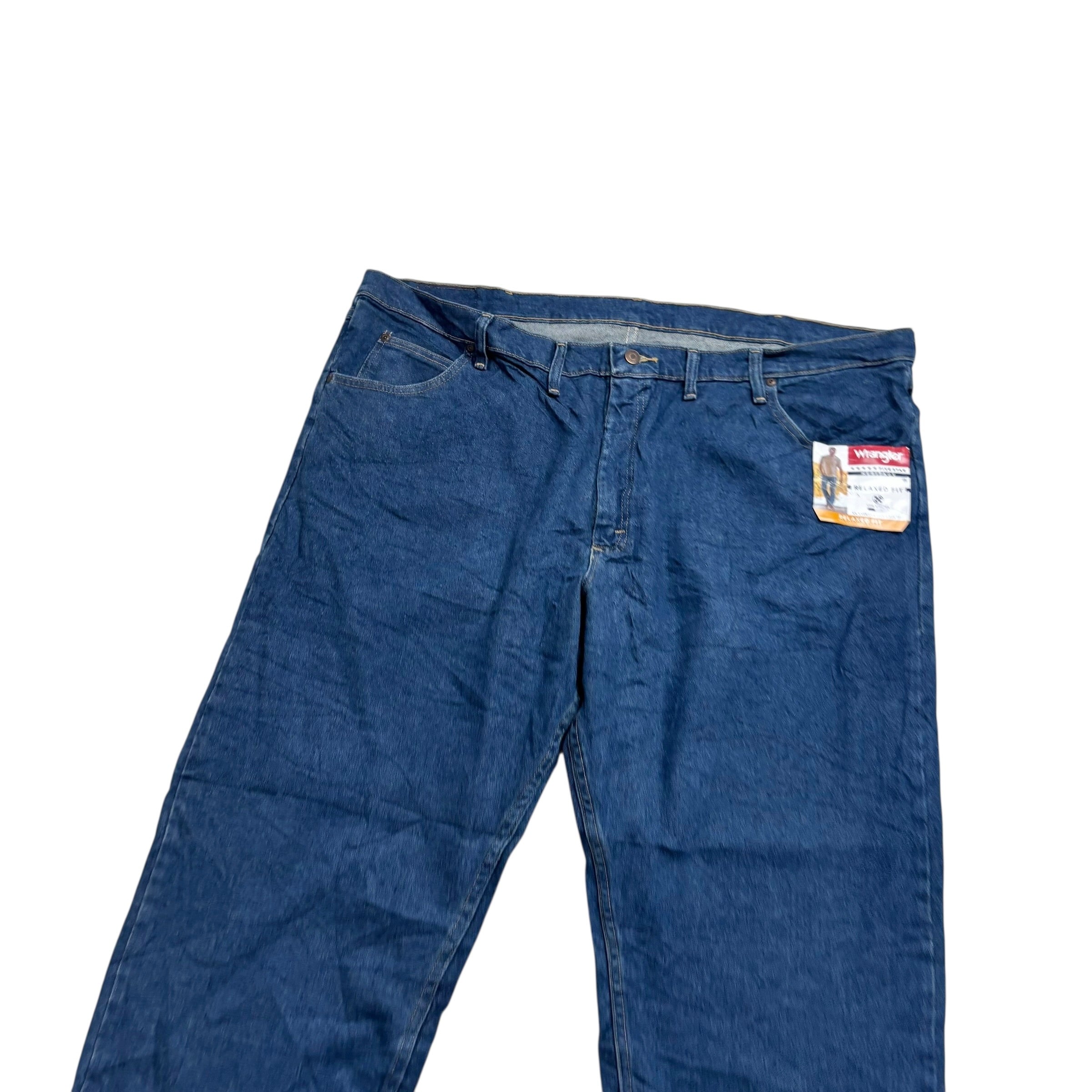 Wrangler Jeans W46 L30 Mens Dark Blue Relaxed Straight Fit Stretch Denim (E)