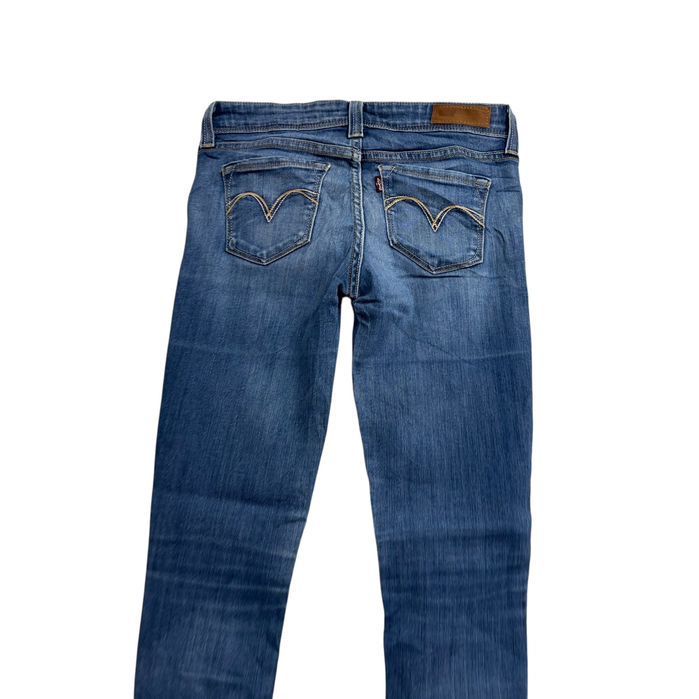 Levis Demi Curve Jeans W25 L30 Womens Mid Blue Low Skinny Fit Stretch Denim (E)