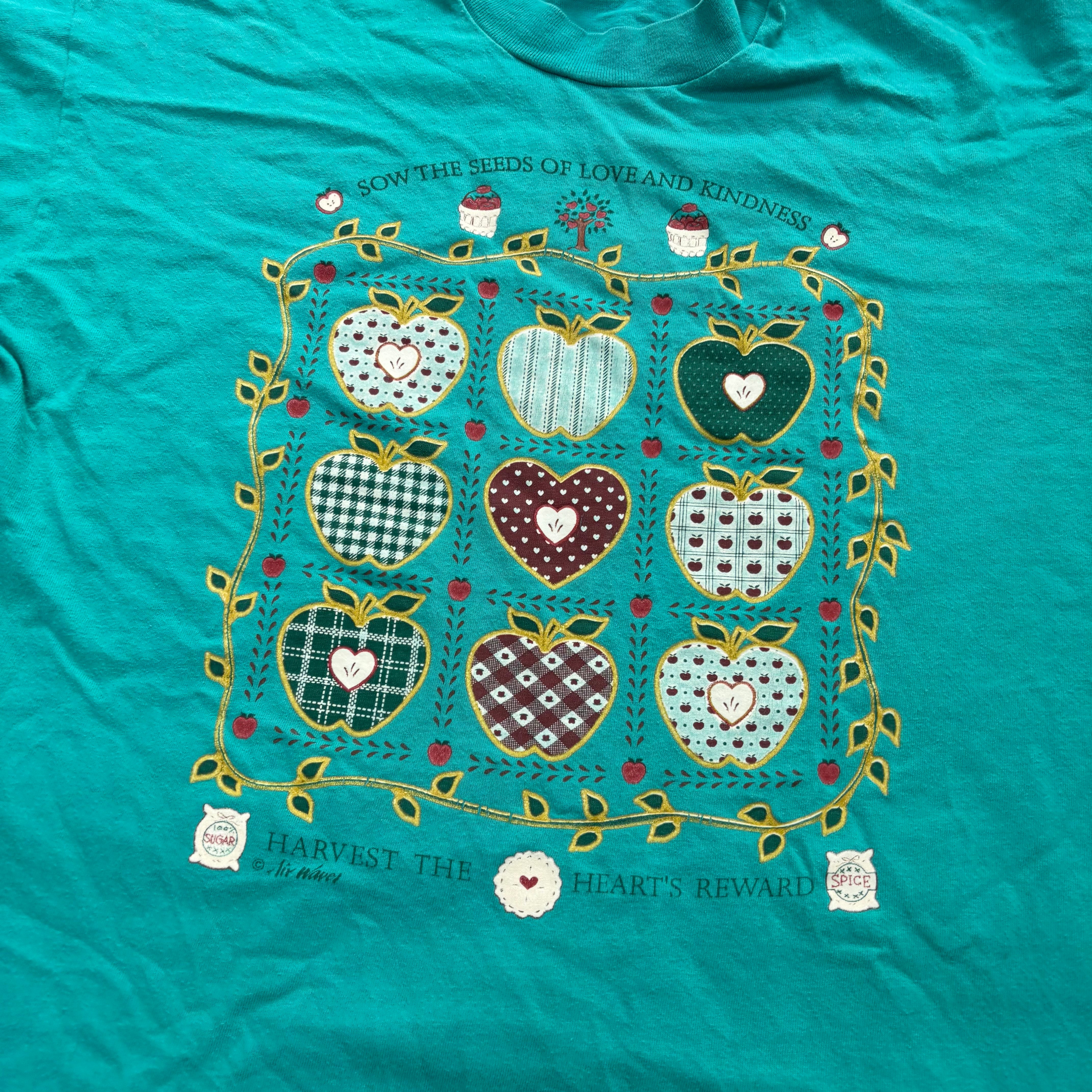 Vintage T Shirt Mens Medium Blue Single Stitch Graphic Print 90s Cute Nature (E)