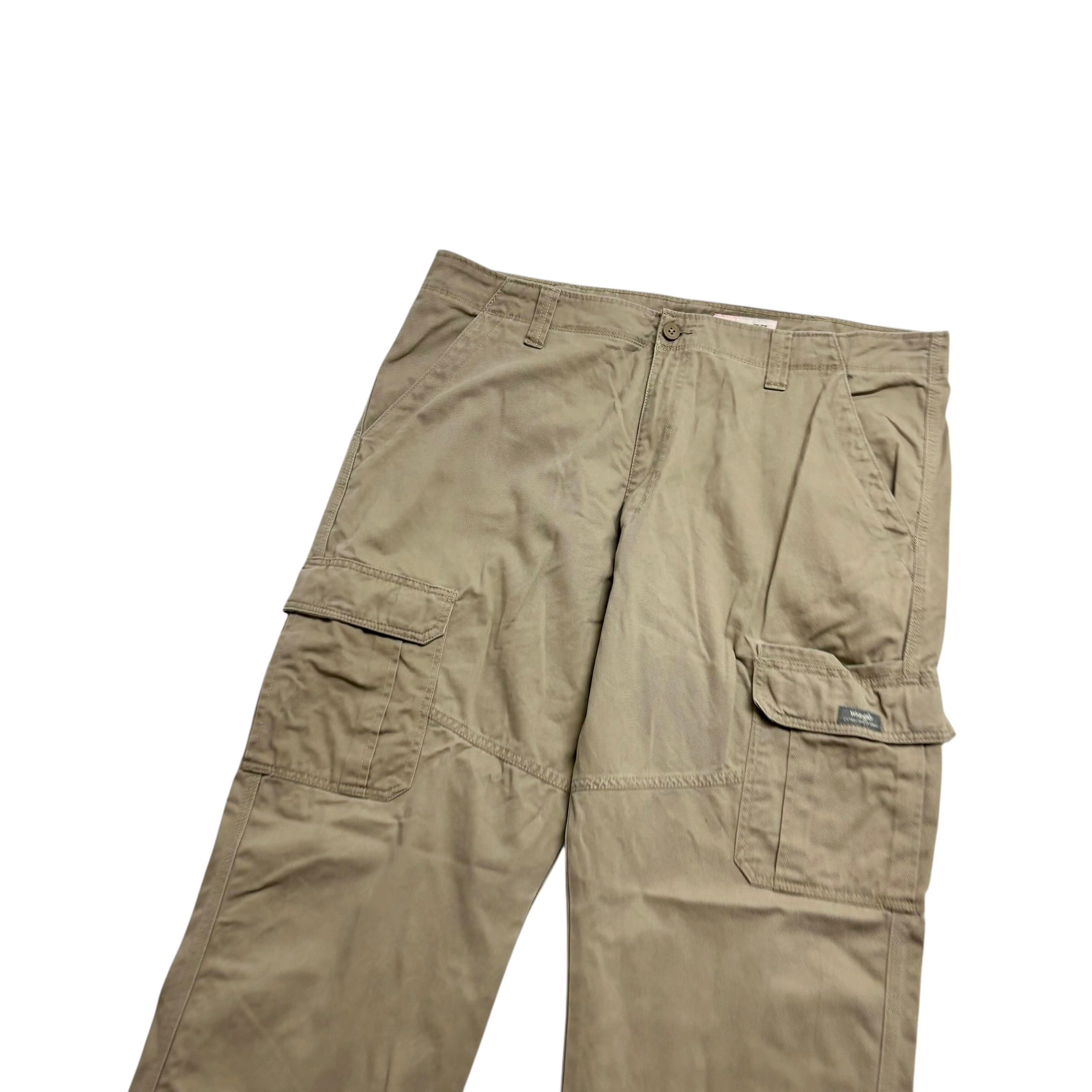 Wrangler Cargo Trousers W40 L30 Mens Beige Relaxed Straight Fit Pants (E)