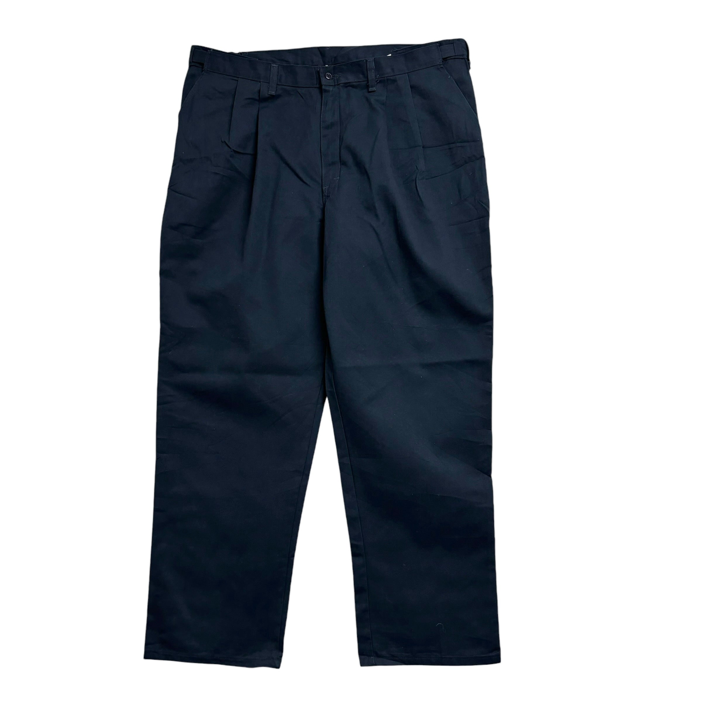 Dickies Pleated Trousers W40 L30 Mens Navy Blue Pants Relaxed Fit Workwear