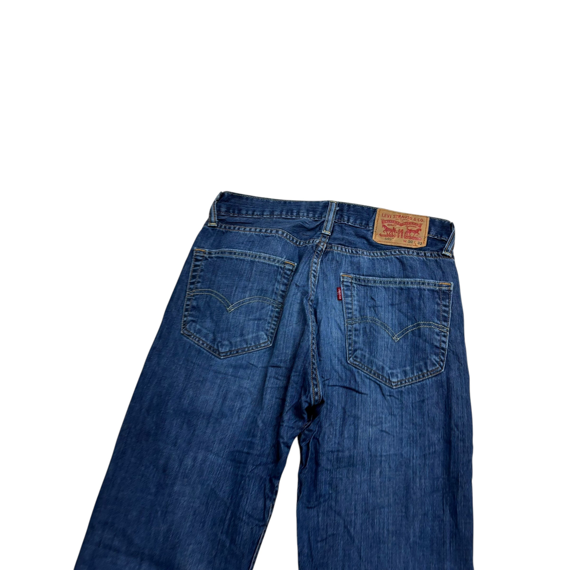 Levis 505 Jeans W30 L32 Mens Dark Blue Regular Straight Fit Denim