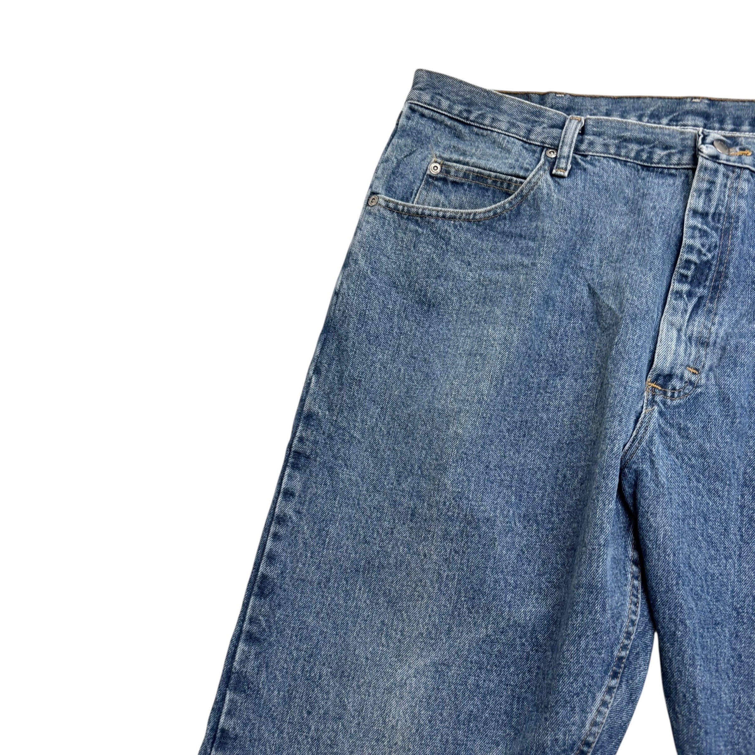 Wrangler Jeans W40 L30 Mens Mid Blue Relaxed Straight Fit Denim