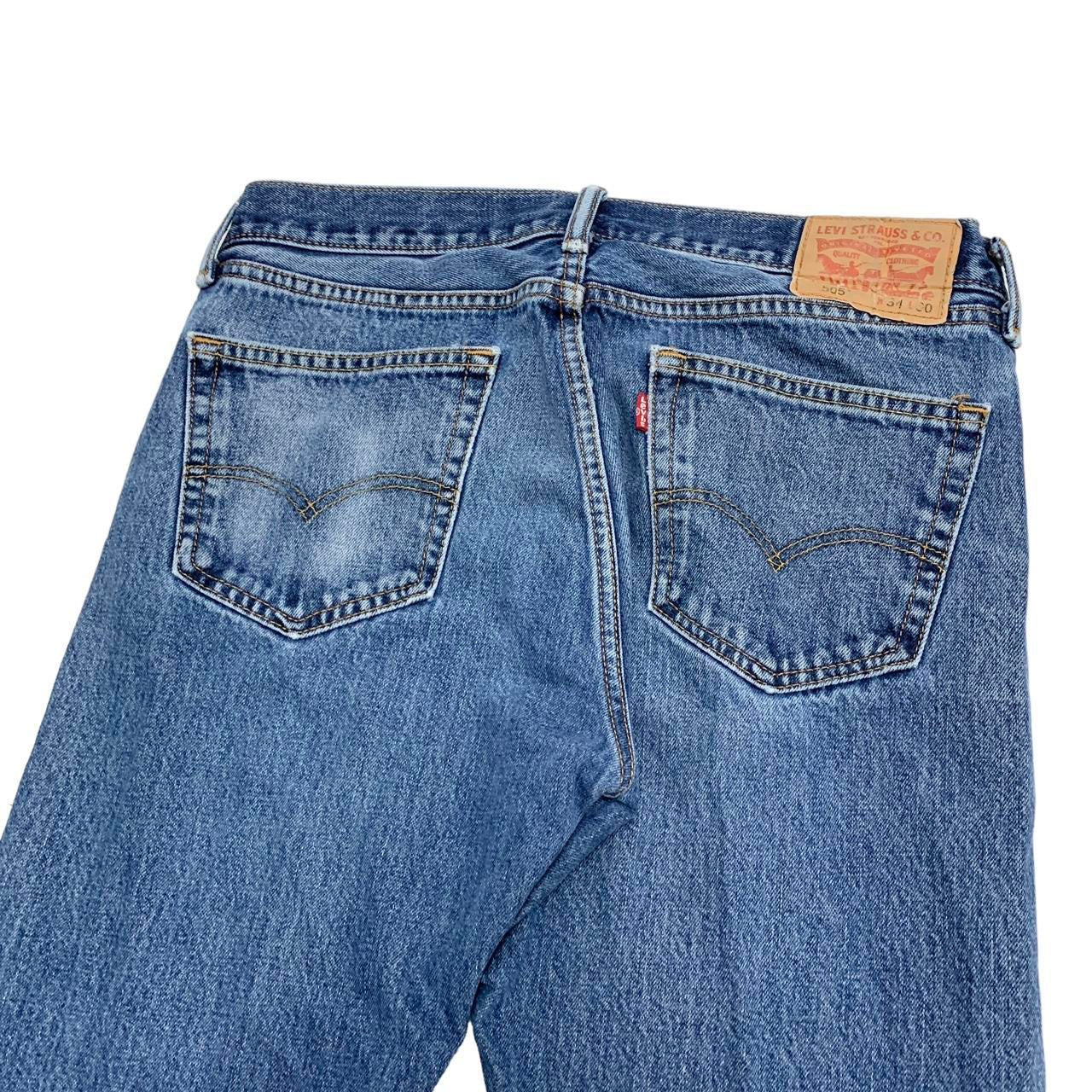 Levis 505 Jeans W34 L29 Mens Mid Blue Regular Straight Fit Denim