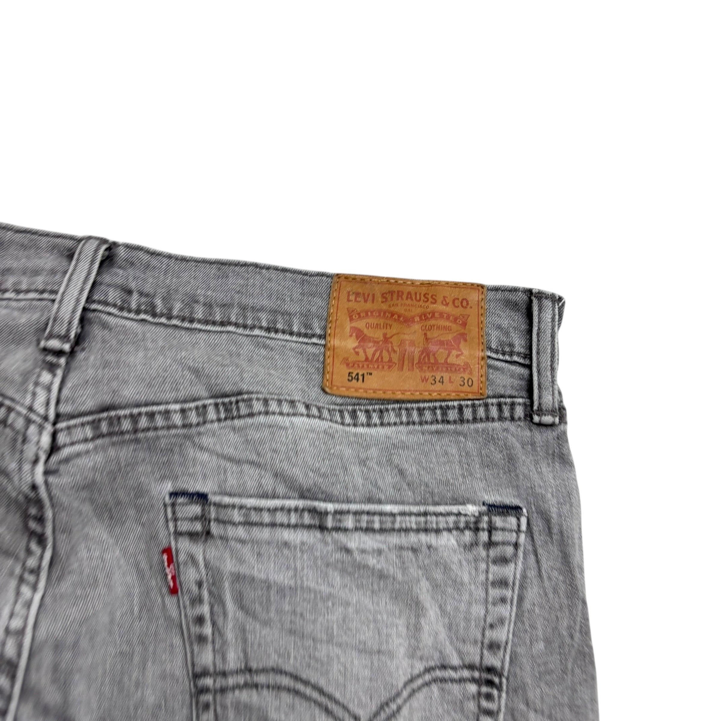 Levis 541 Jeans W34 L30 Mens Grey Athletic Tapered Fit Stretch Denim (E)