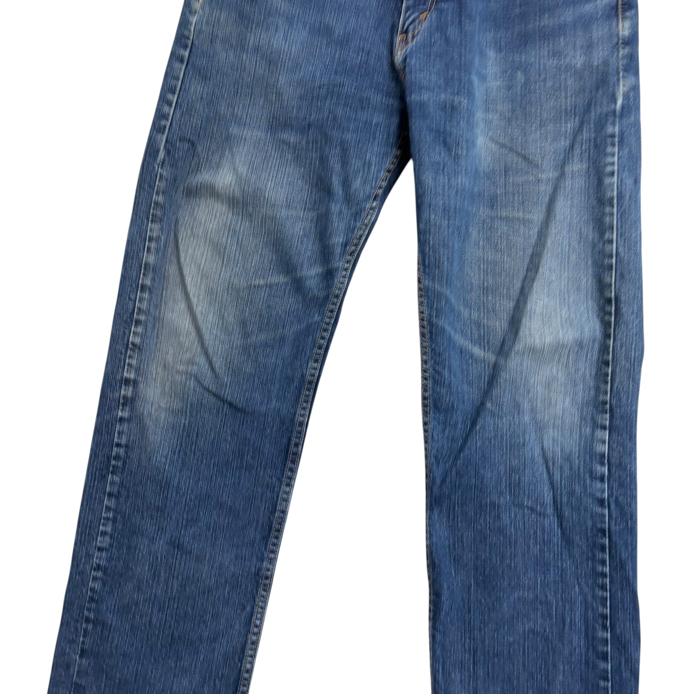 Levis 505 Jeans W33 L34 Mens Mid Blue Regular Straight Fit Stretch Denim (F)