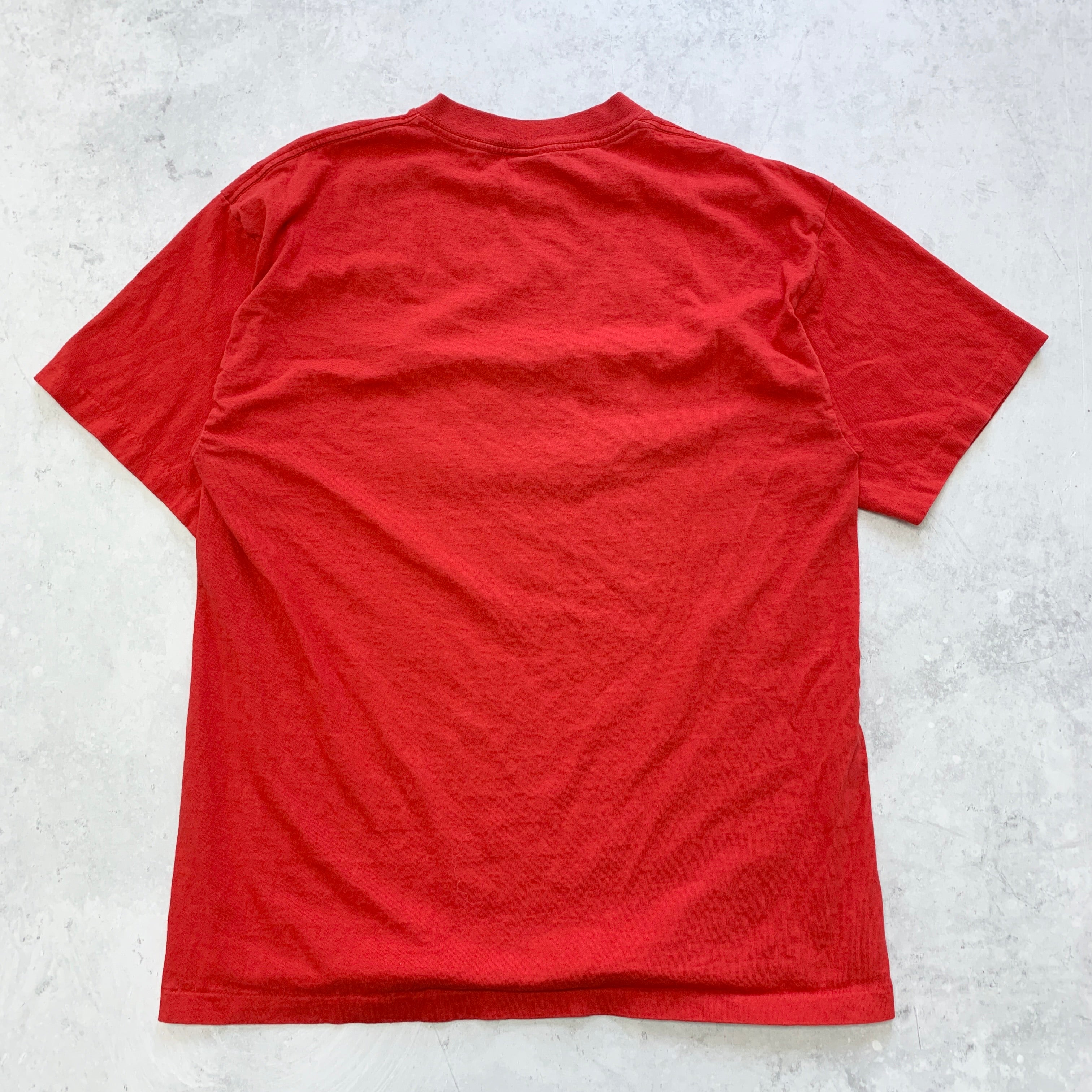 Vintage T Shirt Mens Large Red Single Stitch Graphic Print 90s USA Santa