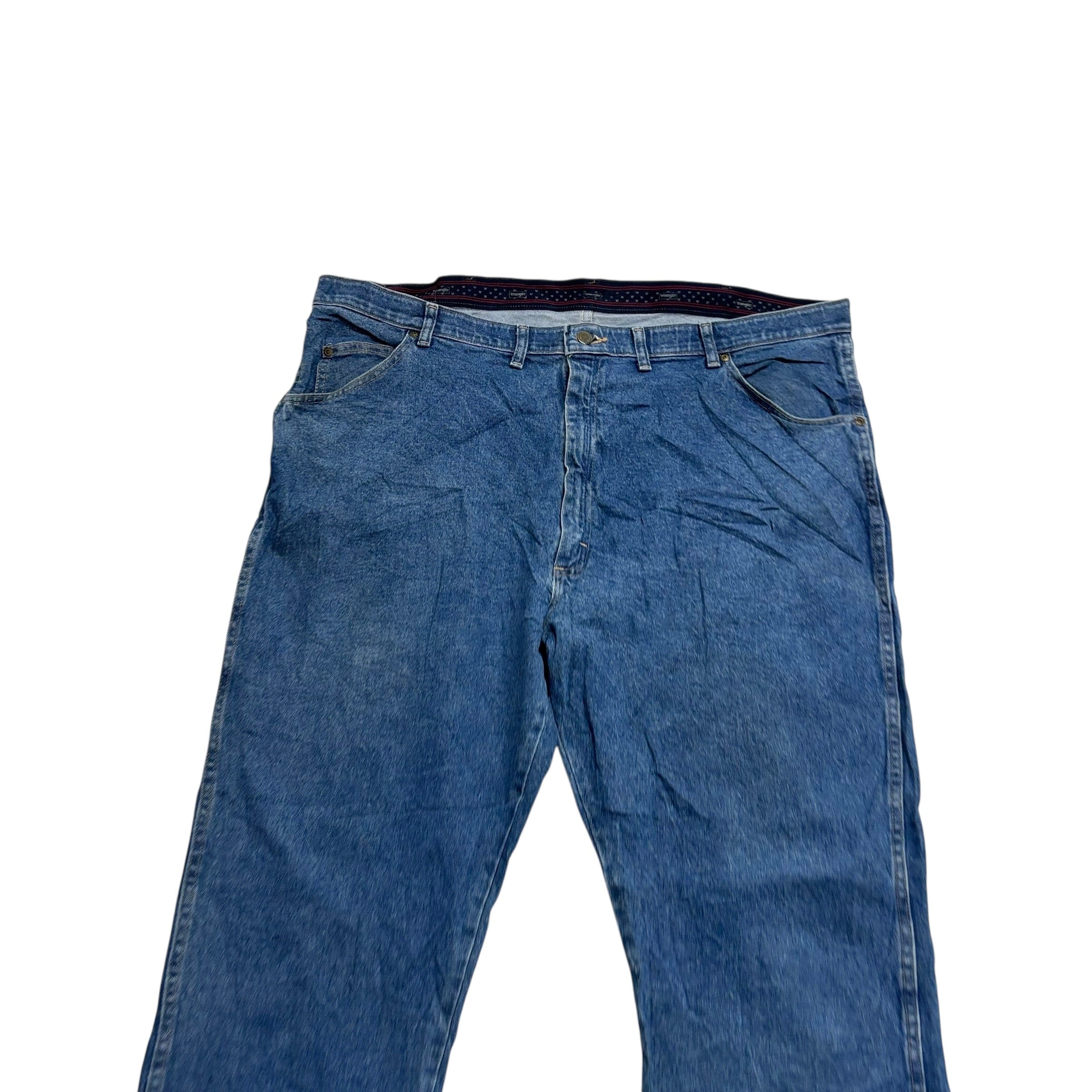 Wrangler Jeans W44 L30 Mens Mid Blue Relaxed Straight Fit Stretch Denim (E)