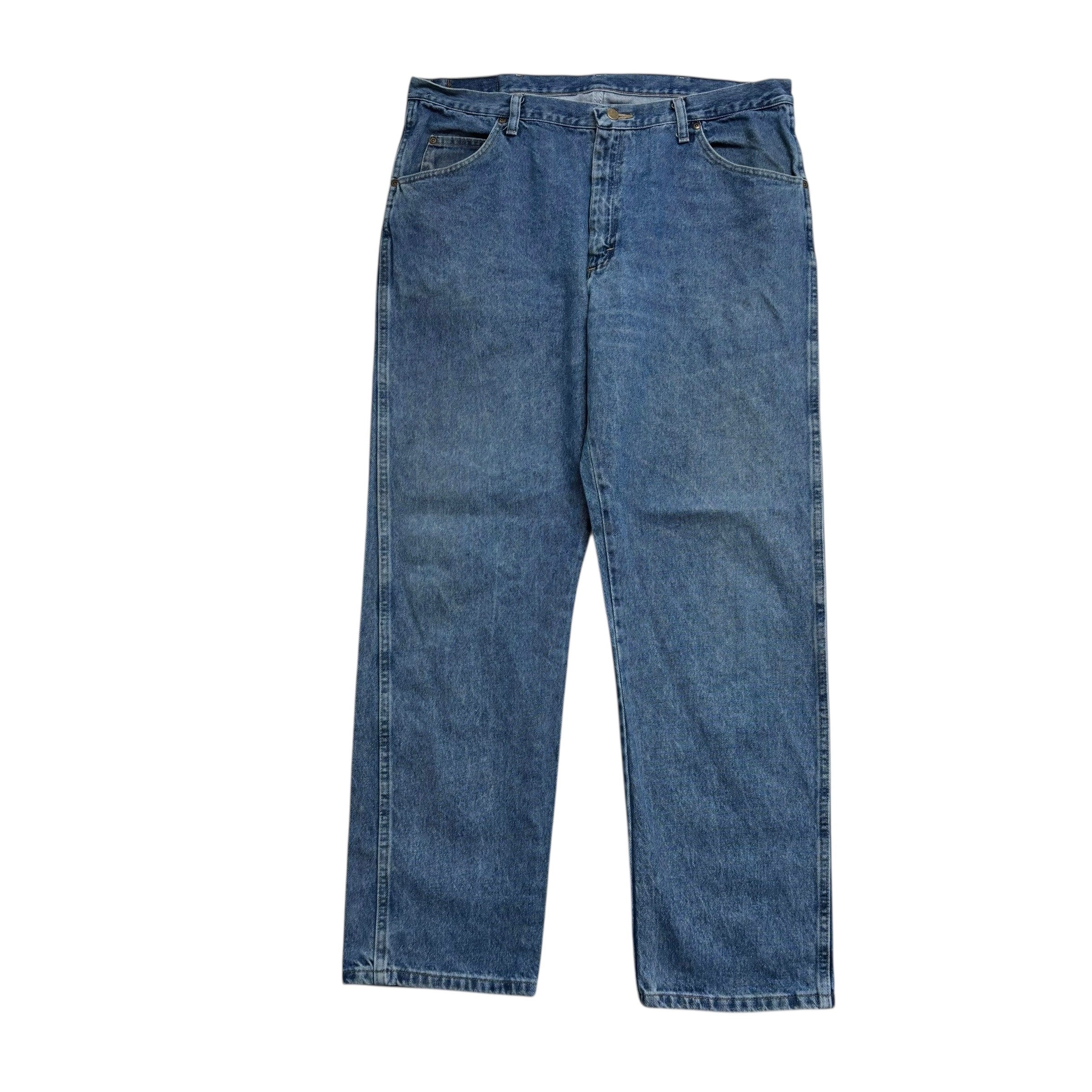Wrangler Jeans W38 L32 Mens Mid Blue Regular Straight Fit Denim