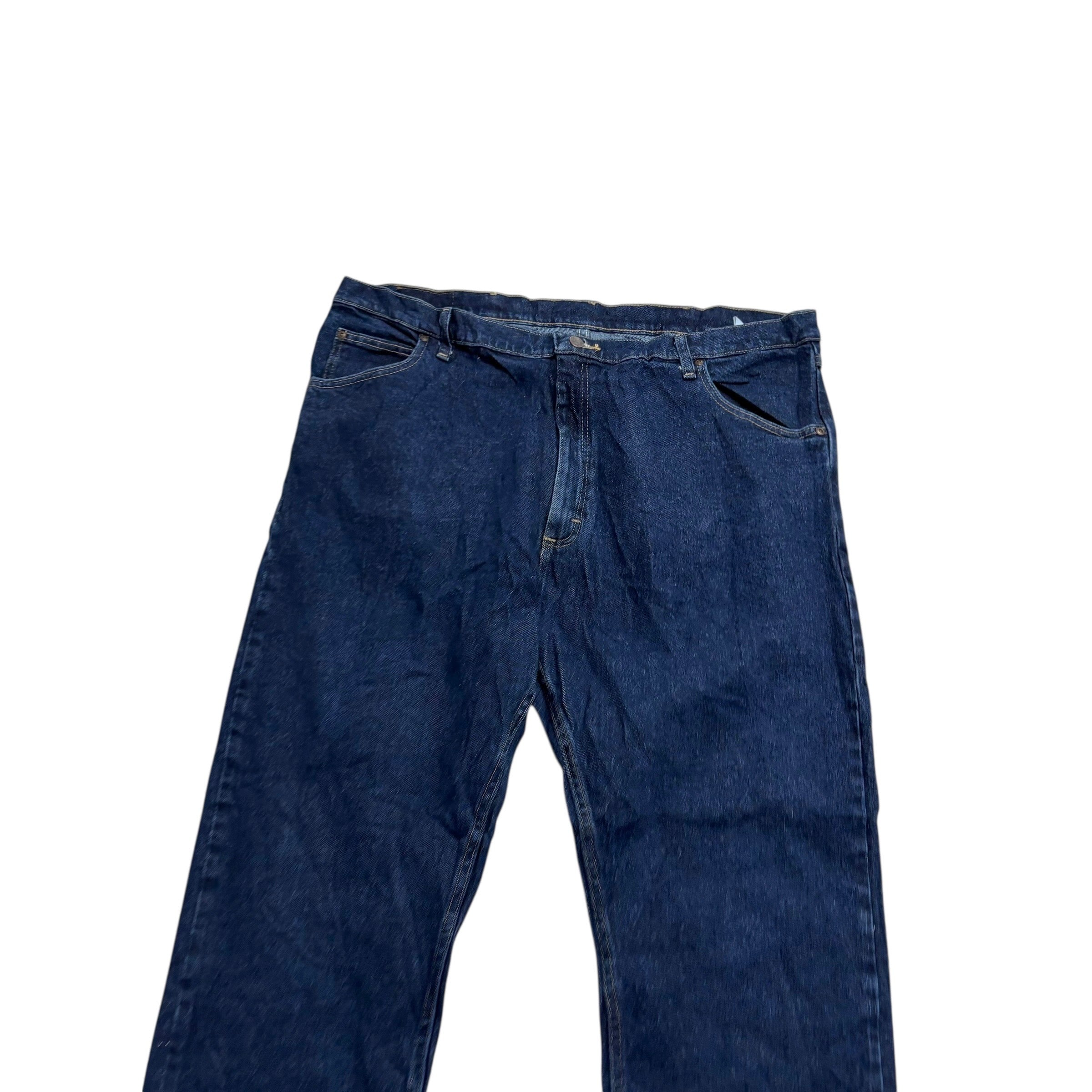 Wrangler Jeans W42 L30 Mens Dark Blue Regular Straight Fit Stretch Denim (E)