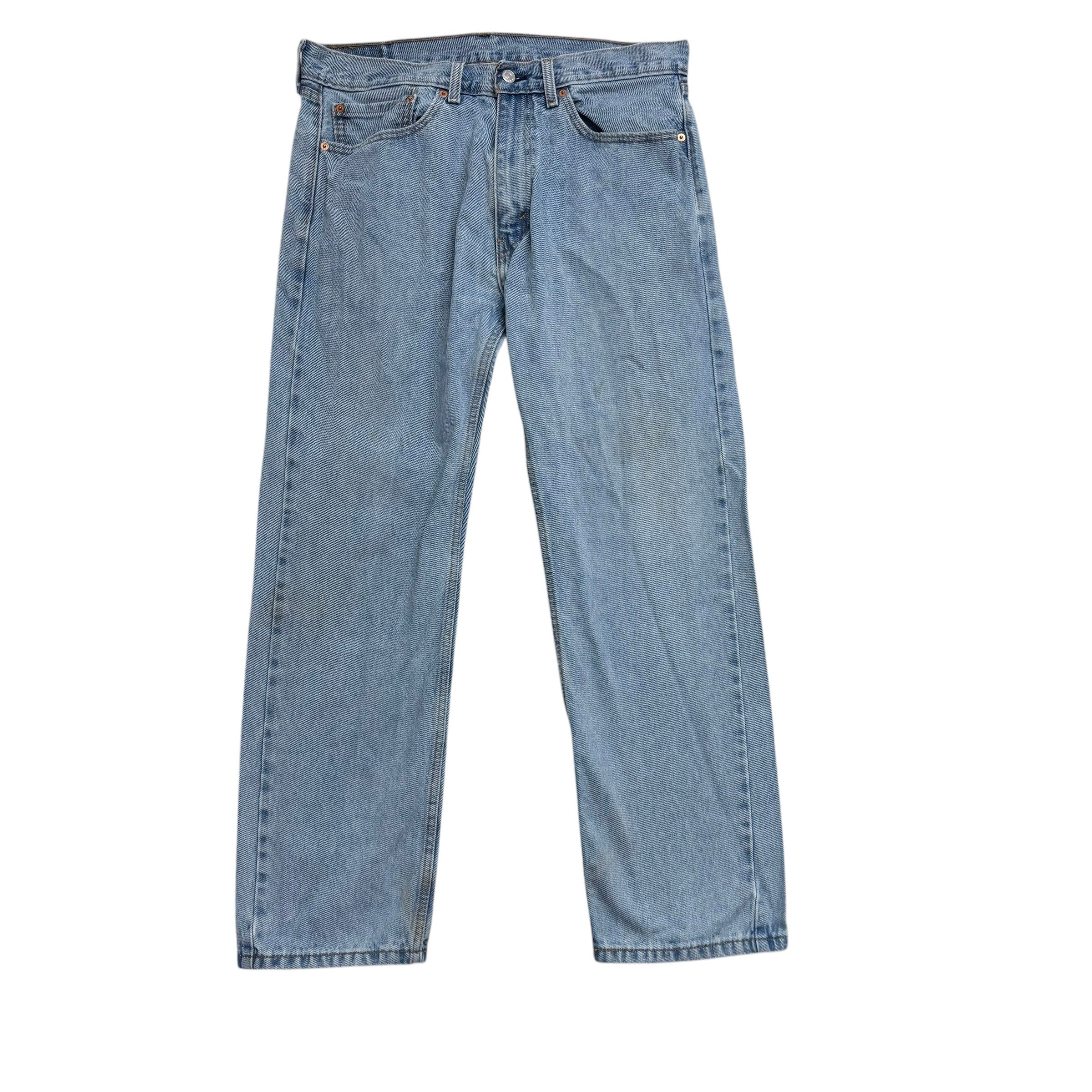 Levis 505 Jeans W36 L30 Mens Light Blue Regular Straight Fit Denim (F)