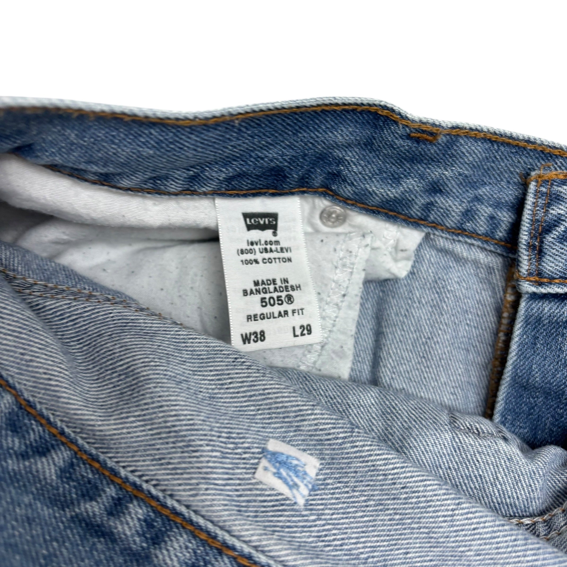 Levis 505 Jeans W38 L29 Mens Light Blue Regular Straight Fit Vintage Denim