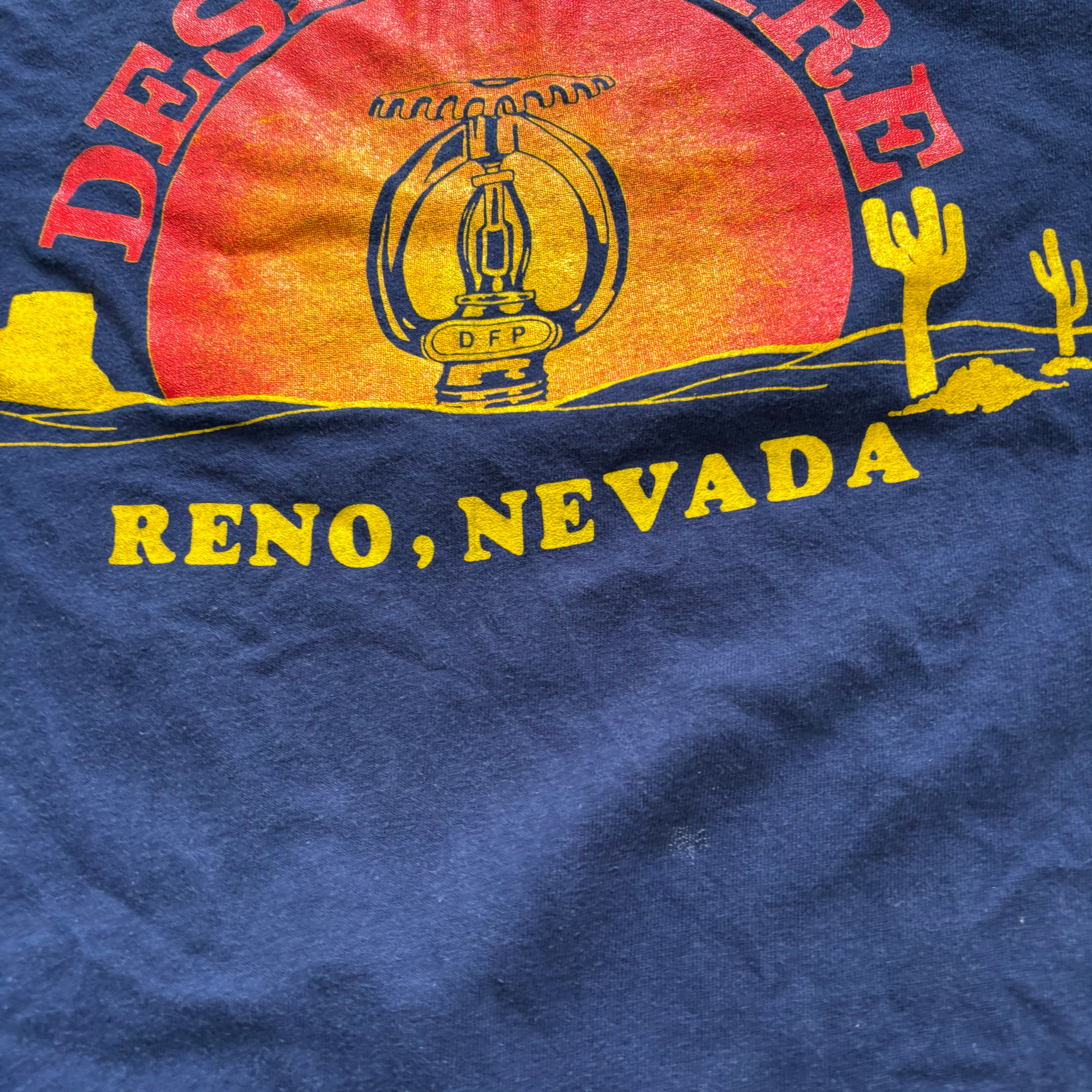 Vintage T Shirt Mens Large Navy Blue Single Stitch Graphic Print 90s USA