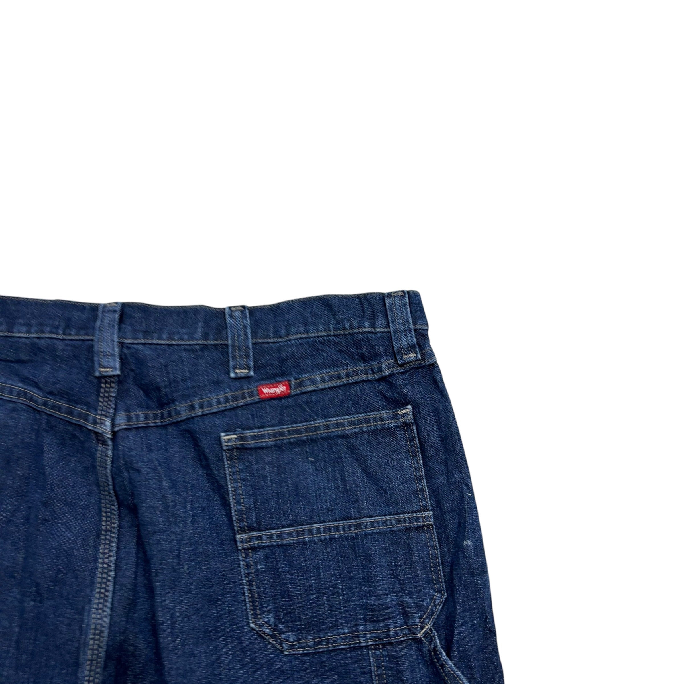 Wrangler Jorts W40 Mens Dark Blue Denim Shorts Relaxed Stretch Carpenter (F)