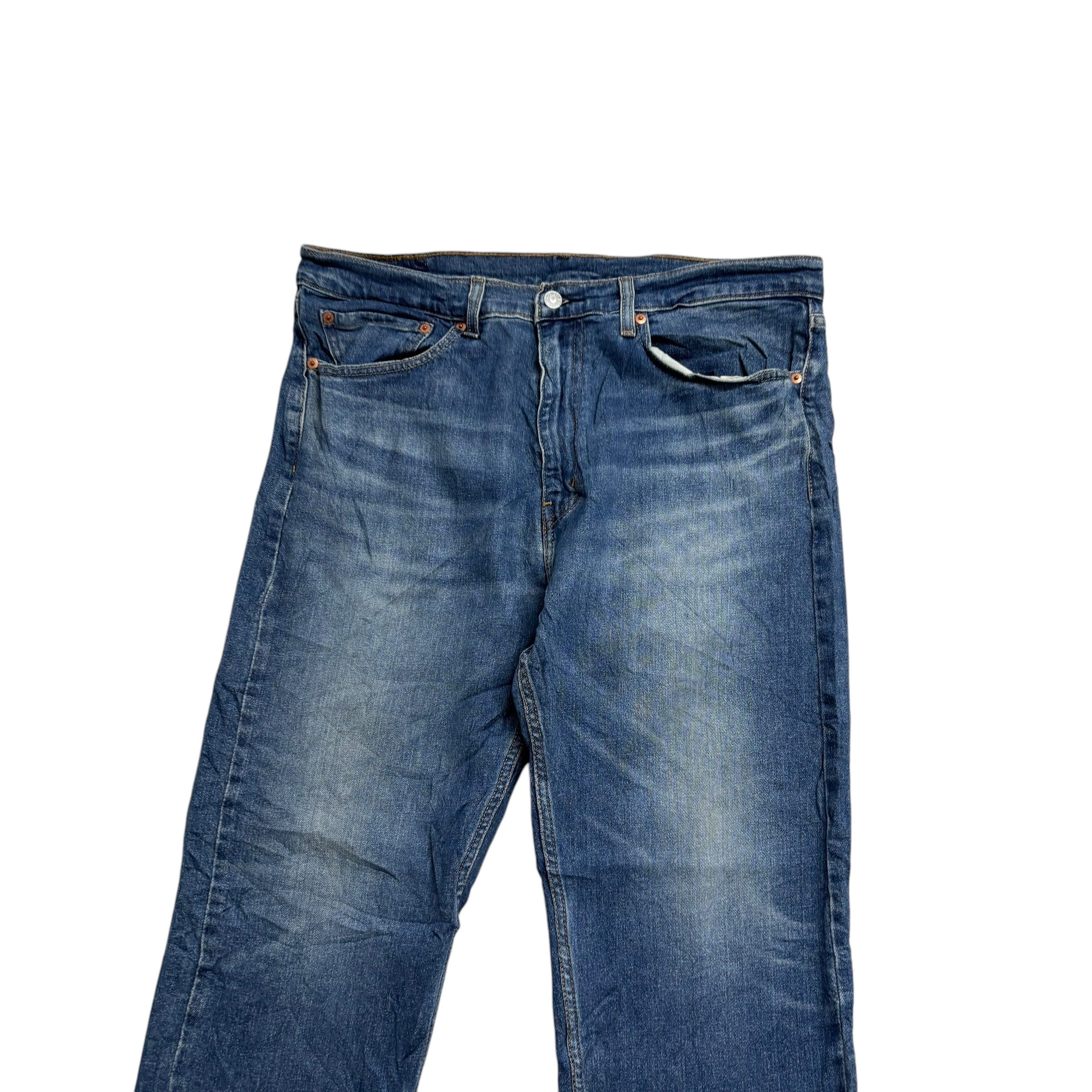 Levis 505 Jeans W36 L30 Mens Mid Blue Regular Straight Fit Stretch Denim (E)