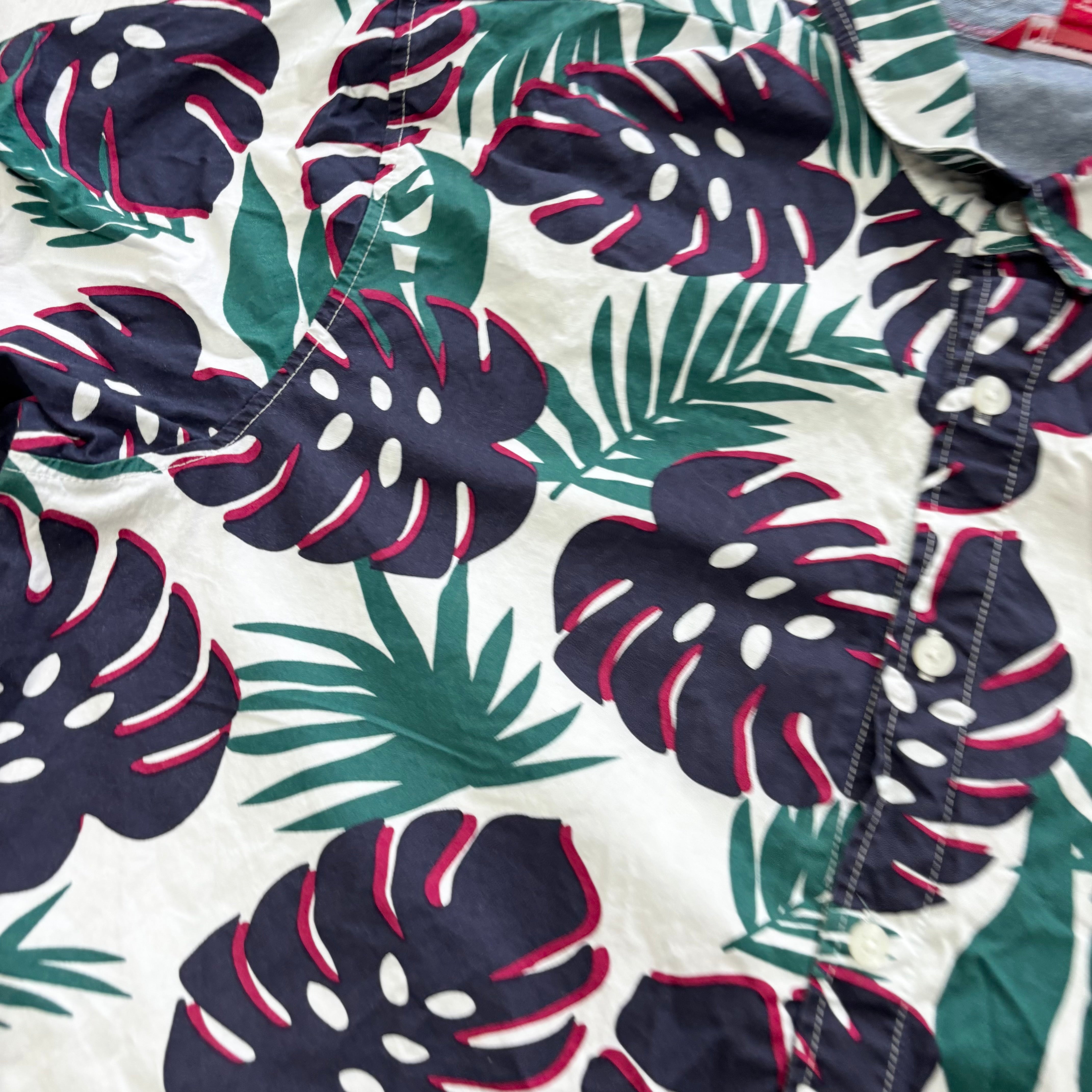 Hawaiian Shirt Mens XL White Floral Aloha Short Sleeve Cotton (E)