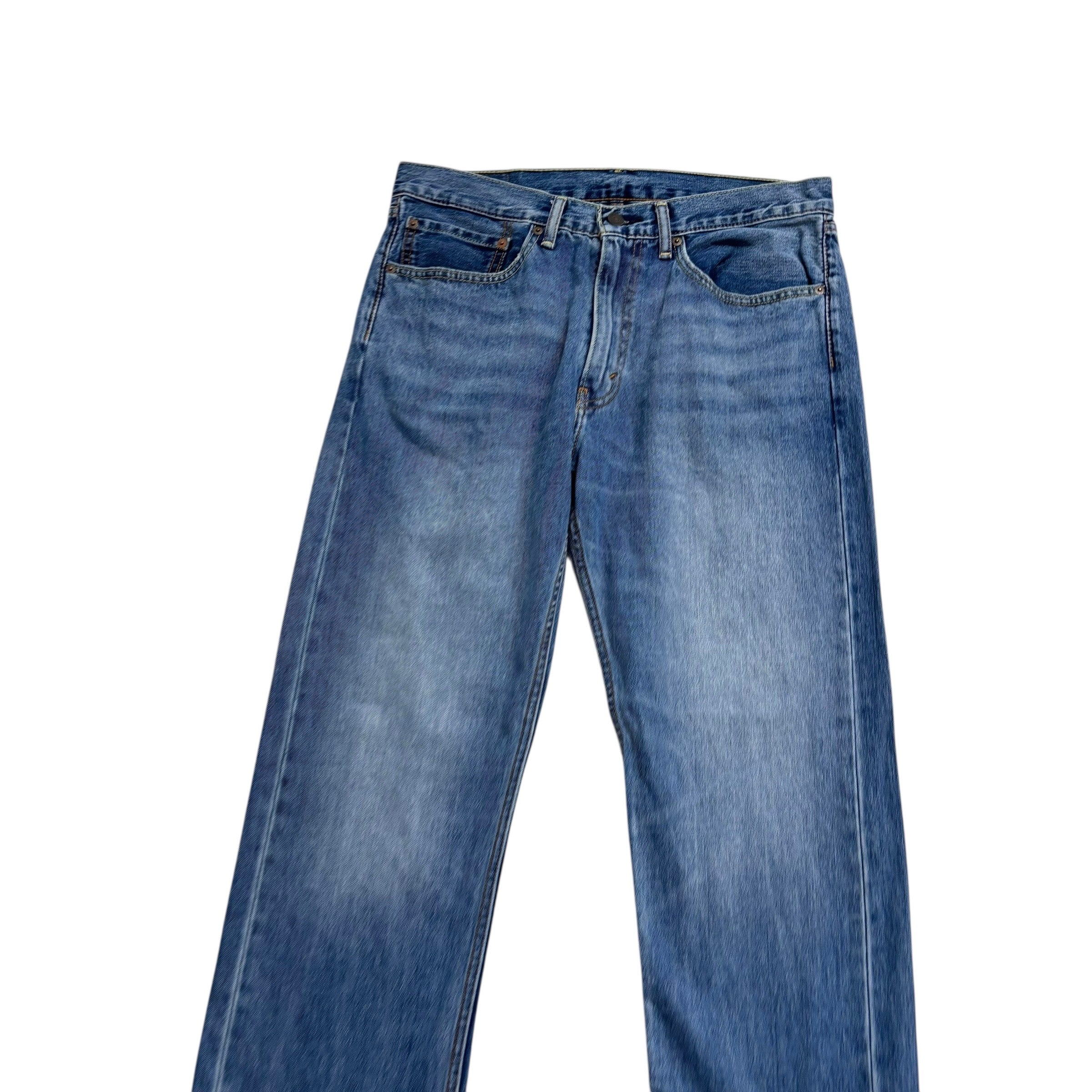 Levis 505 Jeans W34 L34 Mens Mid Blue Regular Straight Fit Denim (E)