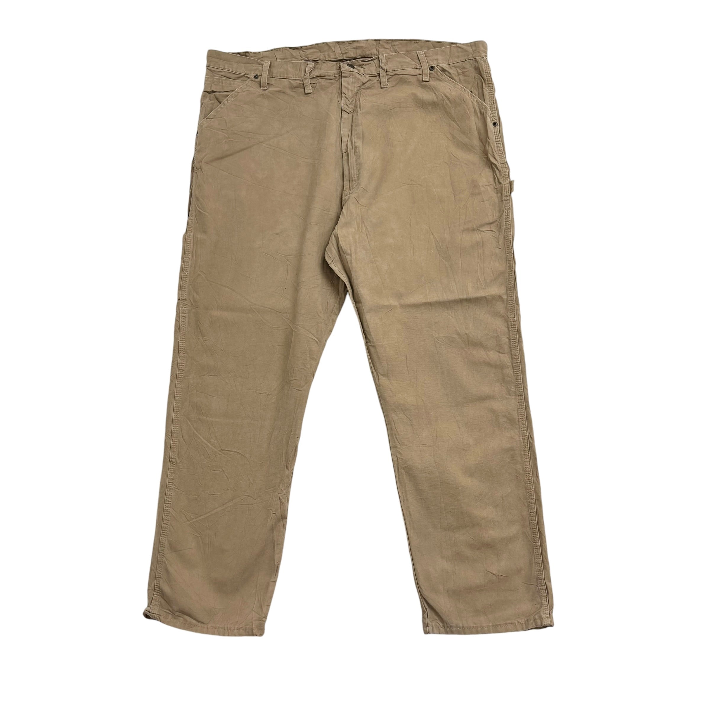 Wrangler Carpenter Pants W42 L32 Mens Brown Tan Baggy Relaxed Straight Fit