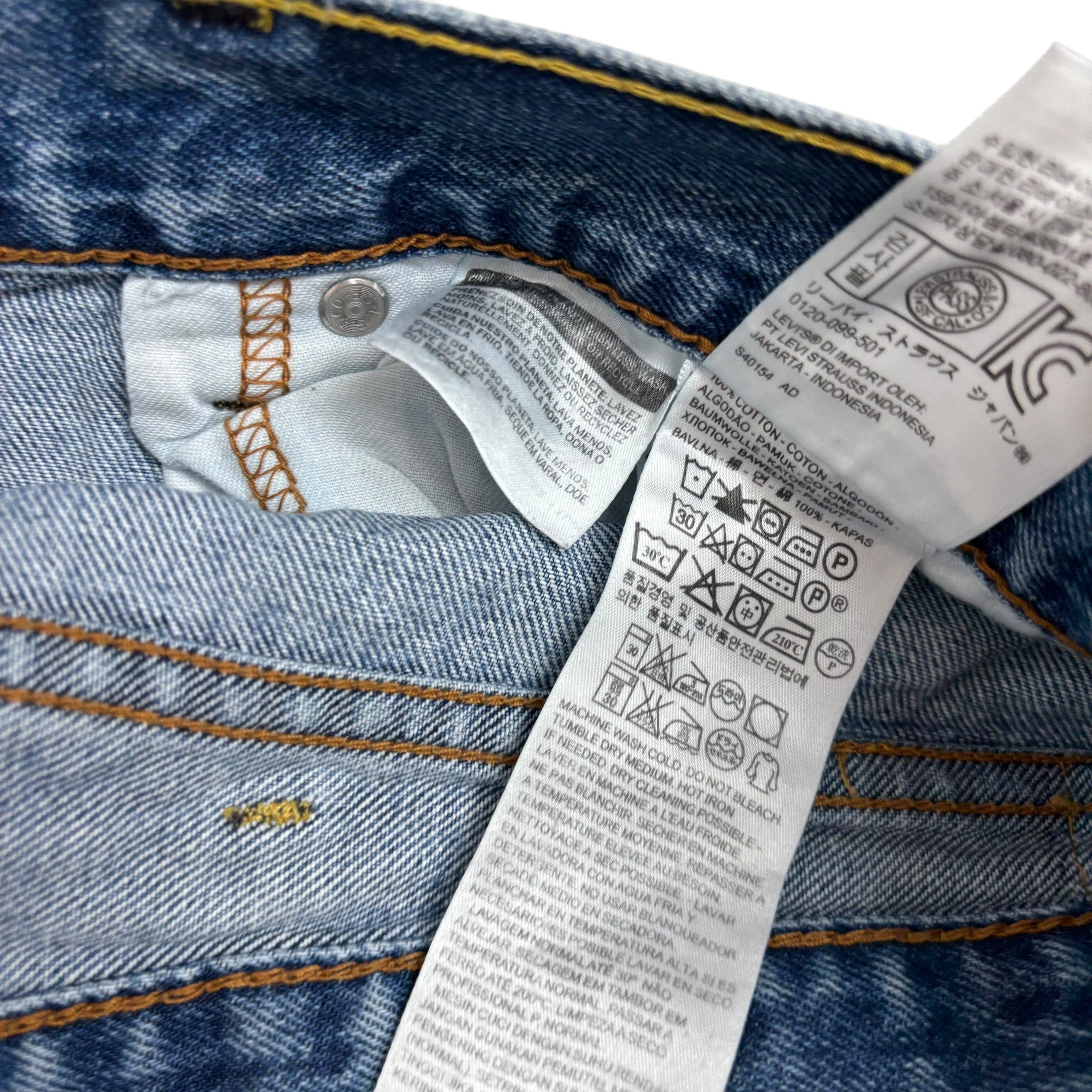 Levis 505 Jeans W38 L30 Mens Mid Blue Regular Straight Fit Denim